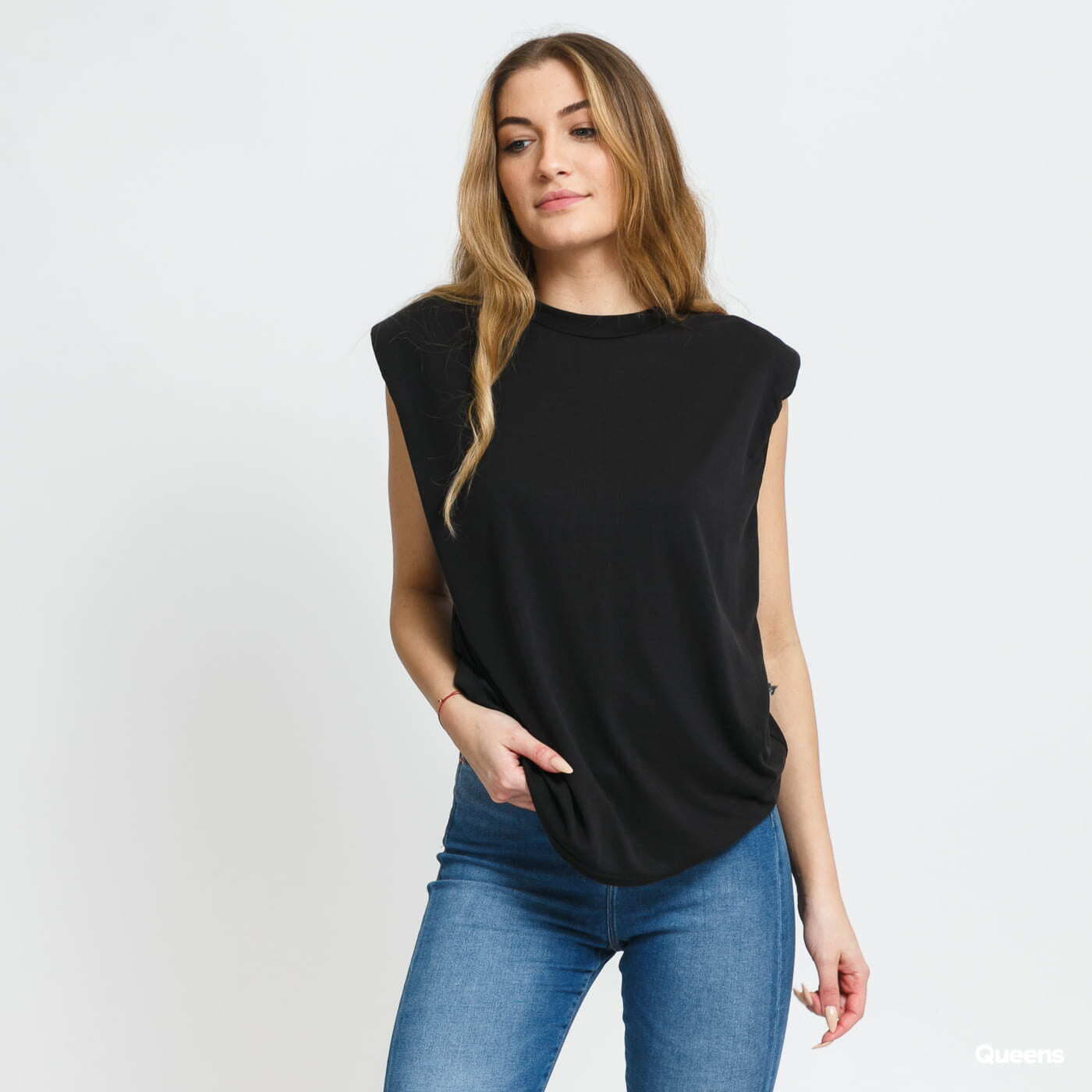 T-shirts Urban Classics Ladies Modal Padded Shoulder Tank Black