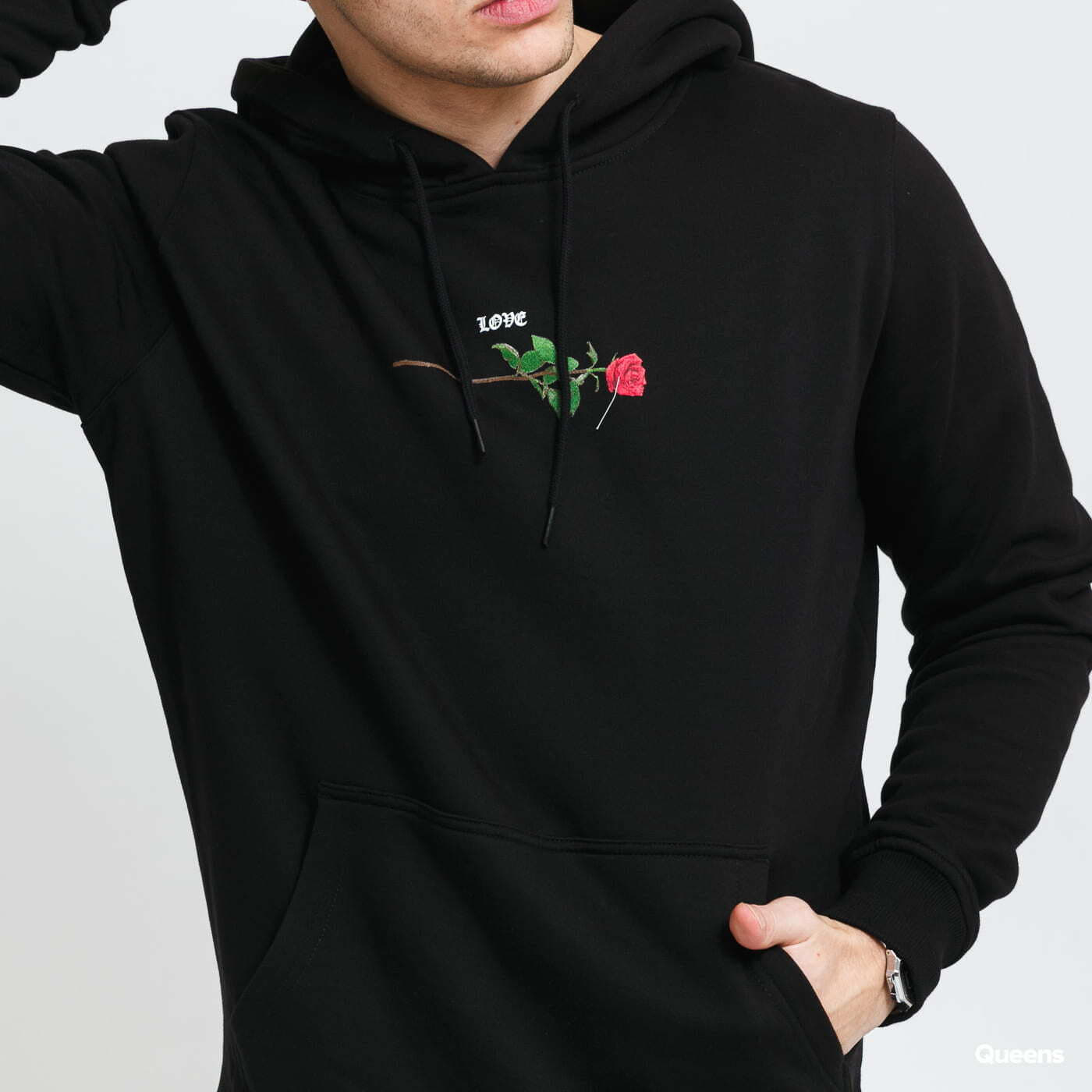 Mikiny Urban Classics Rose Love Hoody Black