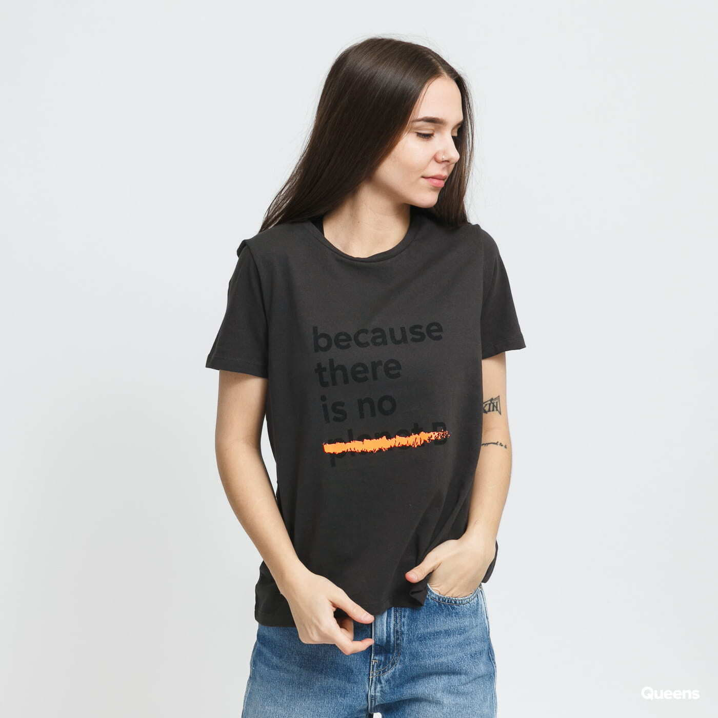 T-shirts Ecoalf W Becausalf Underlined T-shirt Dark Grey