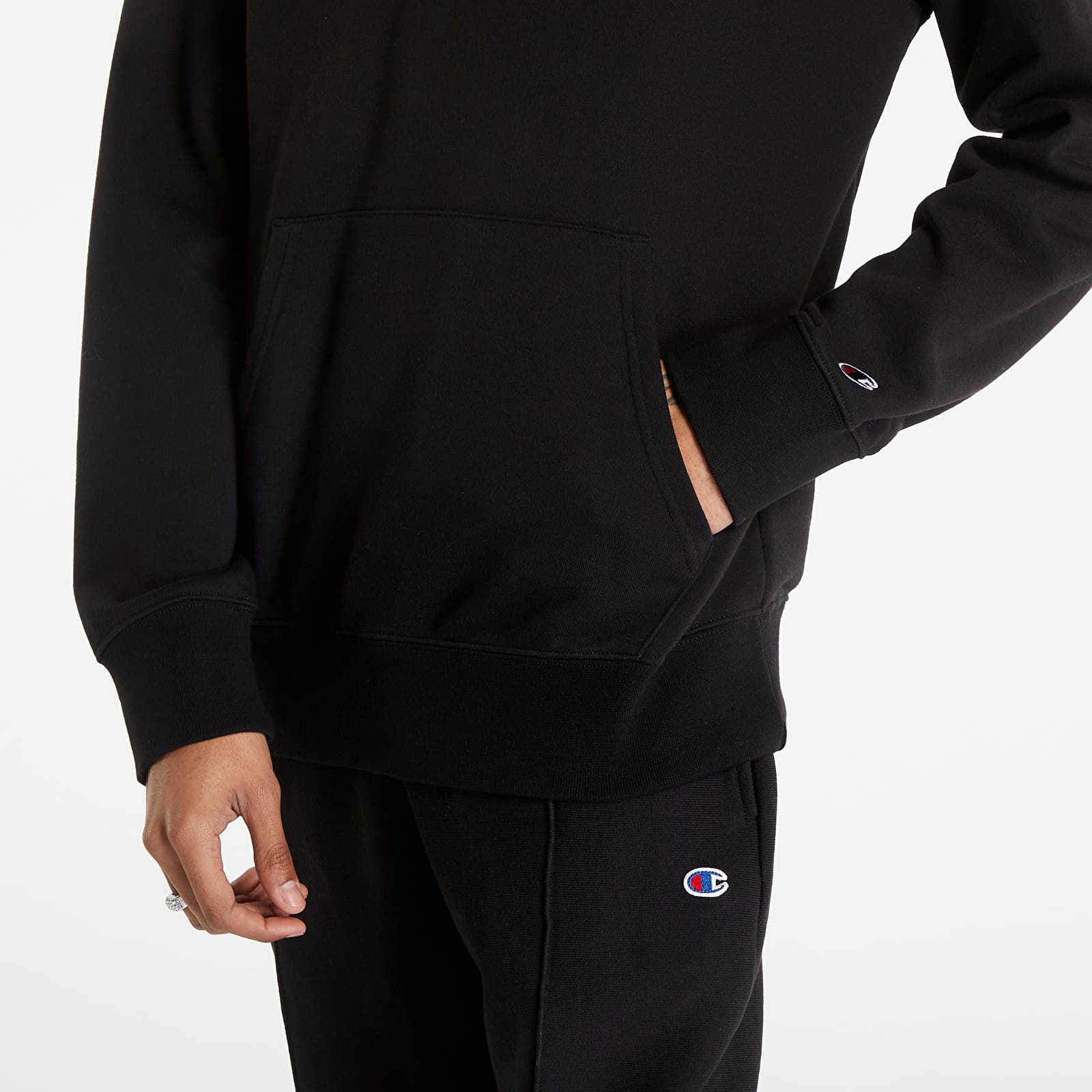 Bluzy Champion Heavy Cotton Mini Logo Hoodie Black