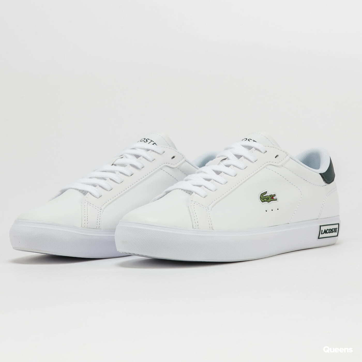 Dámske topánky a tenisky LACOSTE W Powercourt Leather White/ Dk Green