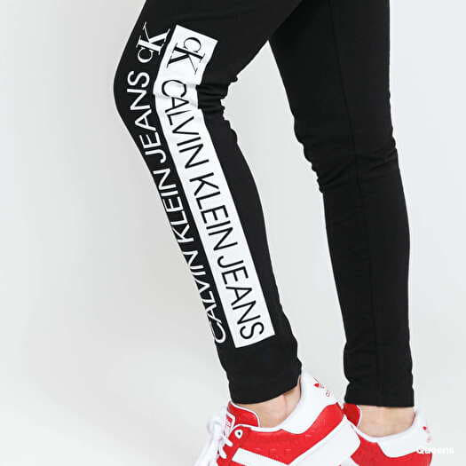 Milano jersey leggings with logo print waistband, black, Calvin Klein Jeans  | La Redoute