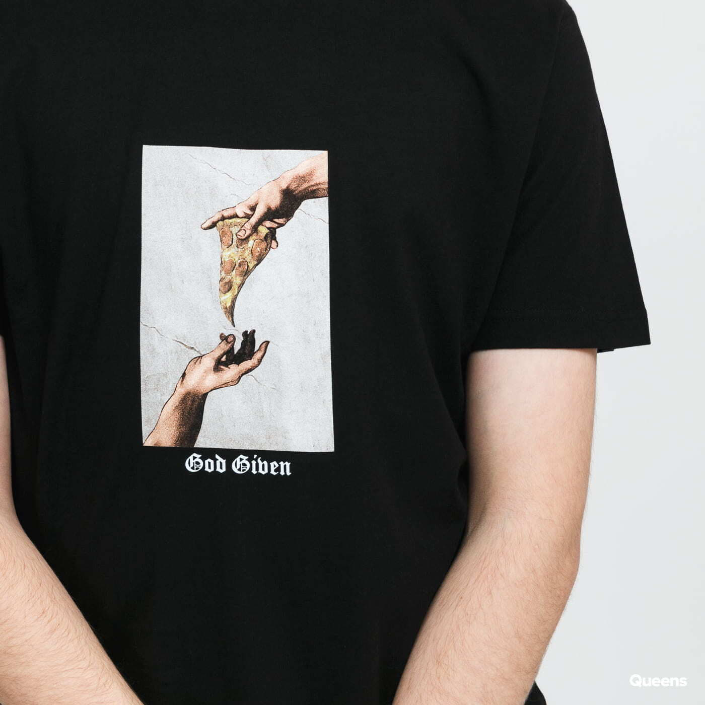 Trička Urban Classics God Given Pizza Tee Black