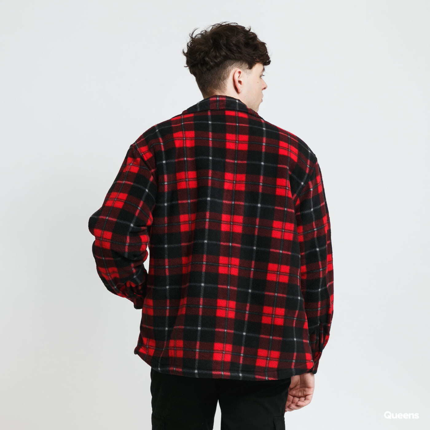 Bundy Urban Classics Plaid Teddy Lined Shirt Jacket Black/ Red