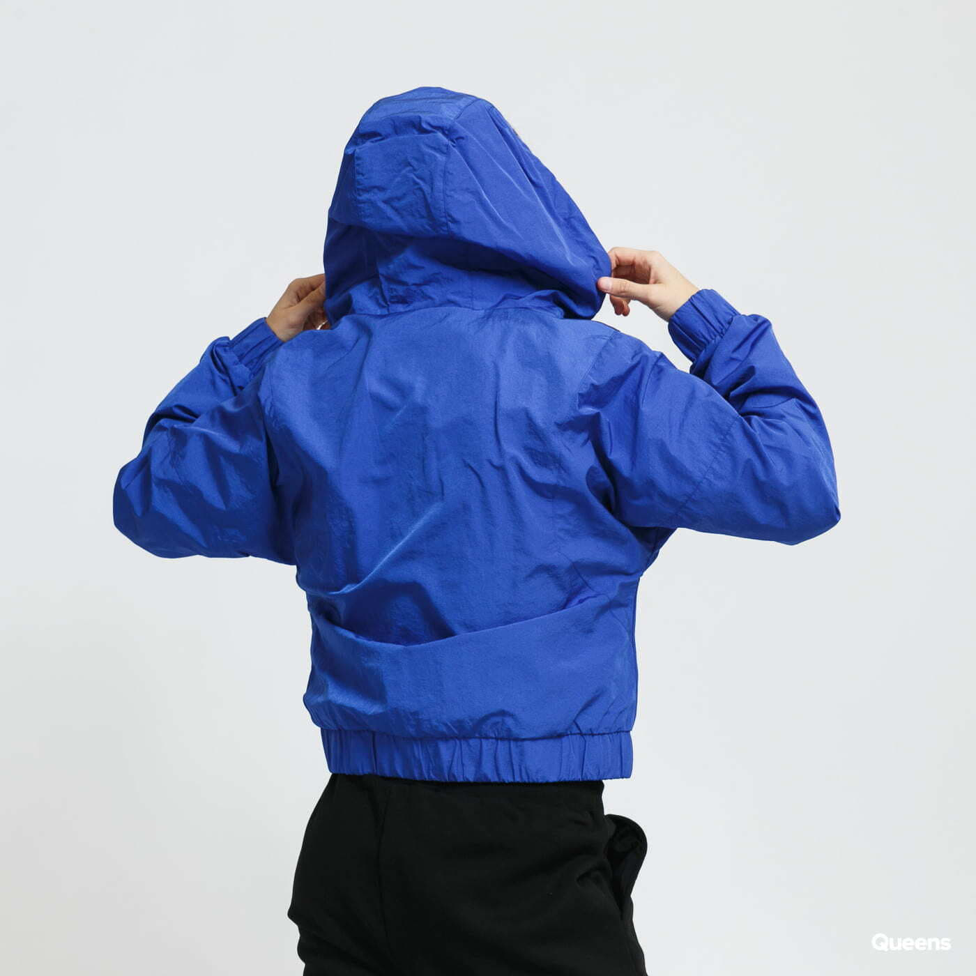 Queens | Coach Ladies Shiny Oversized Urban Jackets Classics Jacket Blue Crinkle Nylon