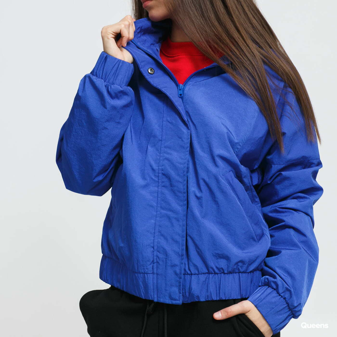 Nylon Crinkle Jacket Blue Queens Oversized Urban Coach Classics Shiny Jackets Ladies |