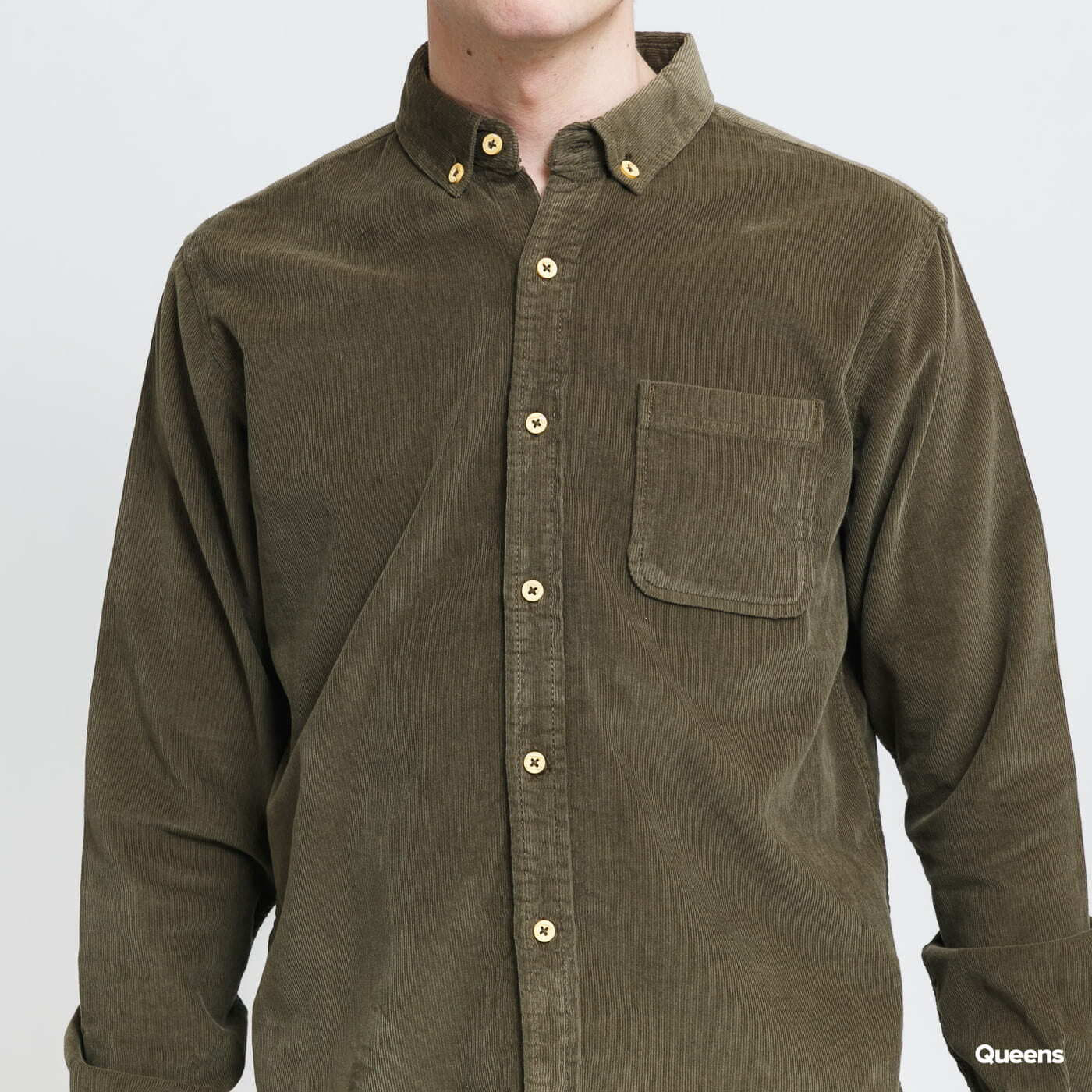 Košile Urban Classics Corduroy Shirt Green