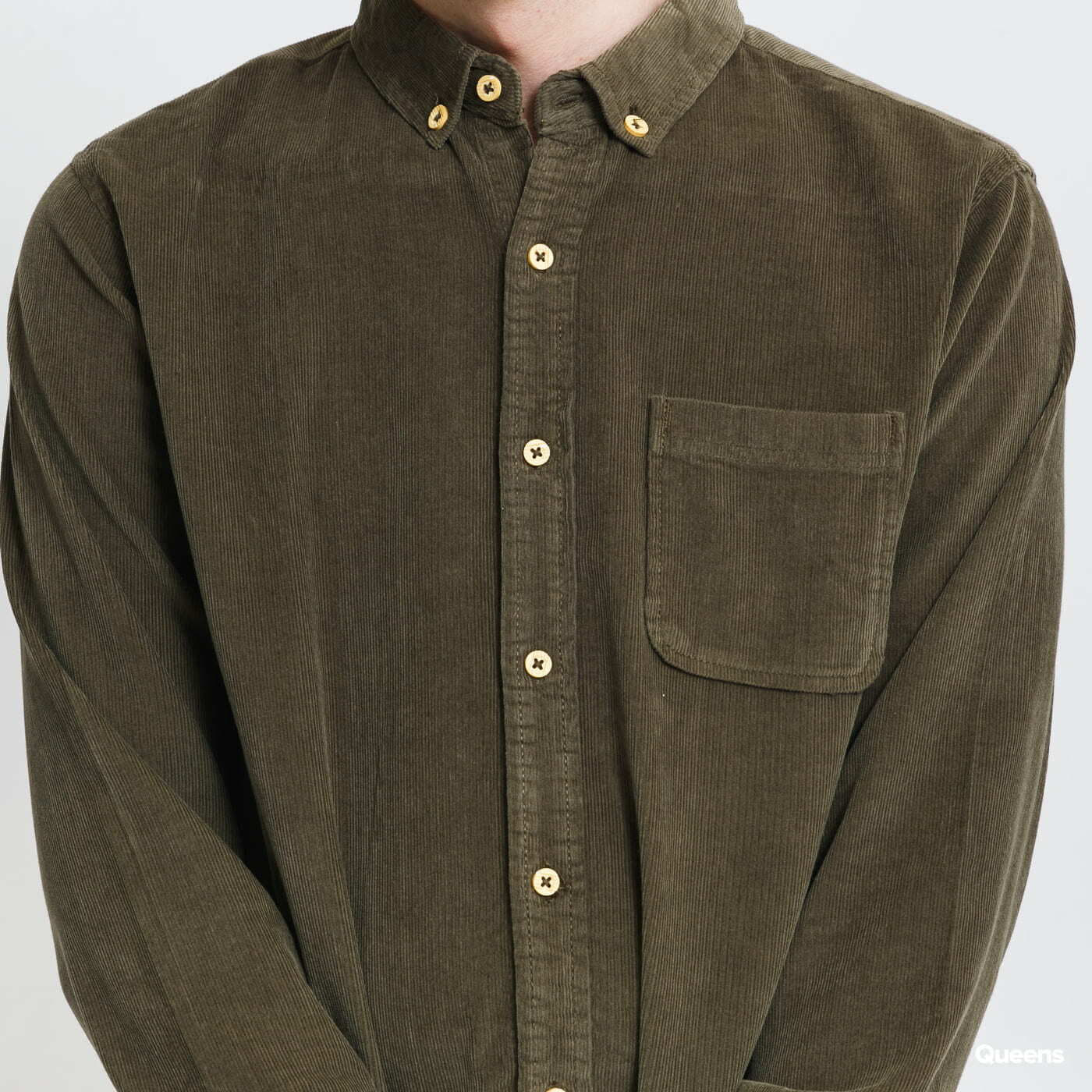 Košile Urban Classics Corduroy Shirt Green