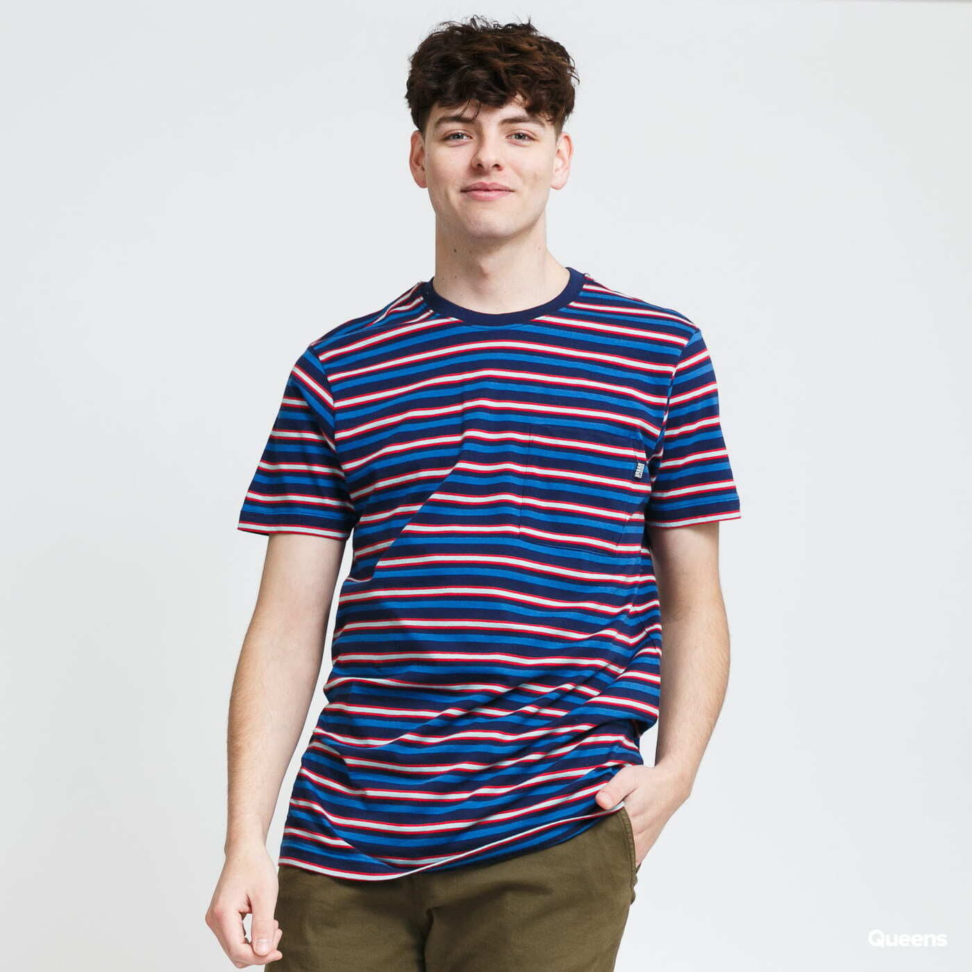 T-shirts Urban Classics Fast Stripe Pocket Tee Navy/ Blue/ Red