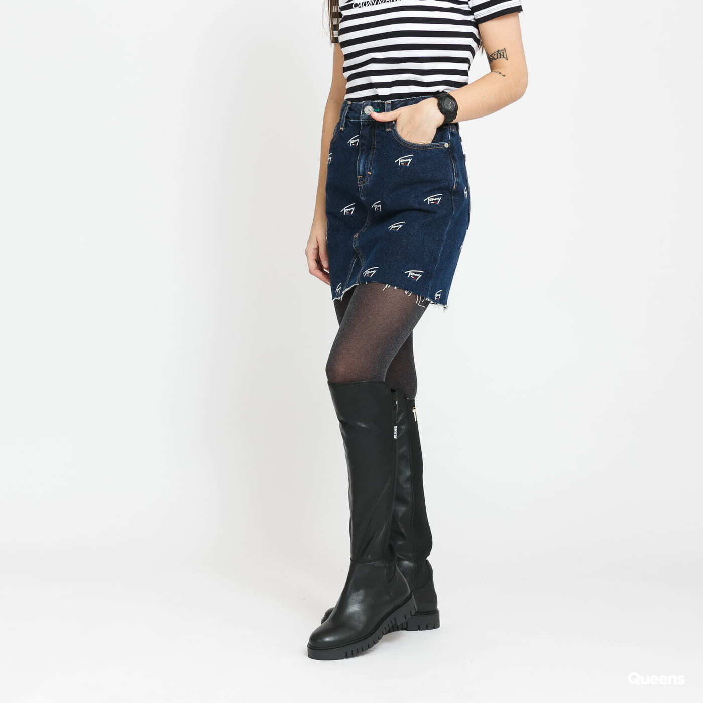 Fuste TOMMY JEANS W Short Denim Skirt tj save fa critter blue rigid