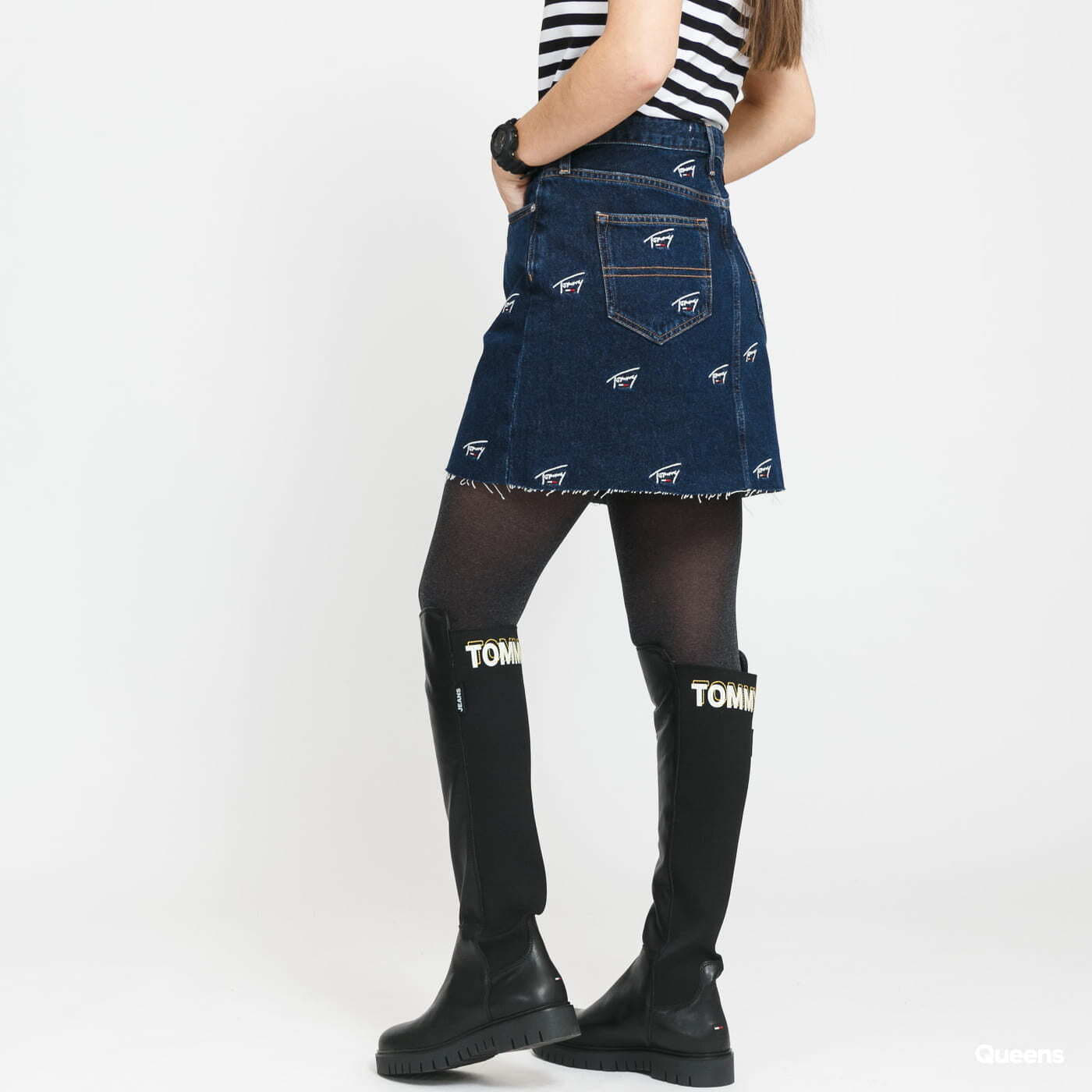 Fuste TOMMY JEANS W Short Denim Skirt tj save fa critter blue rigid