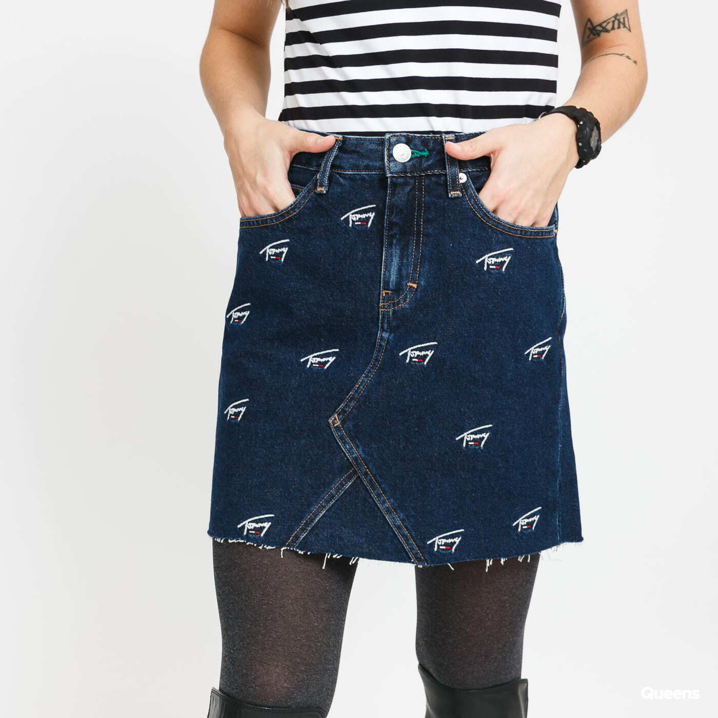 Fuste TOMMY JEANS W Short Denim Skirt tj save fa critter blue rigid