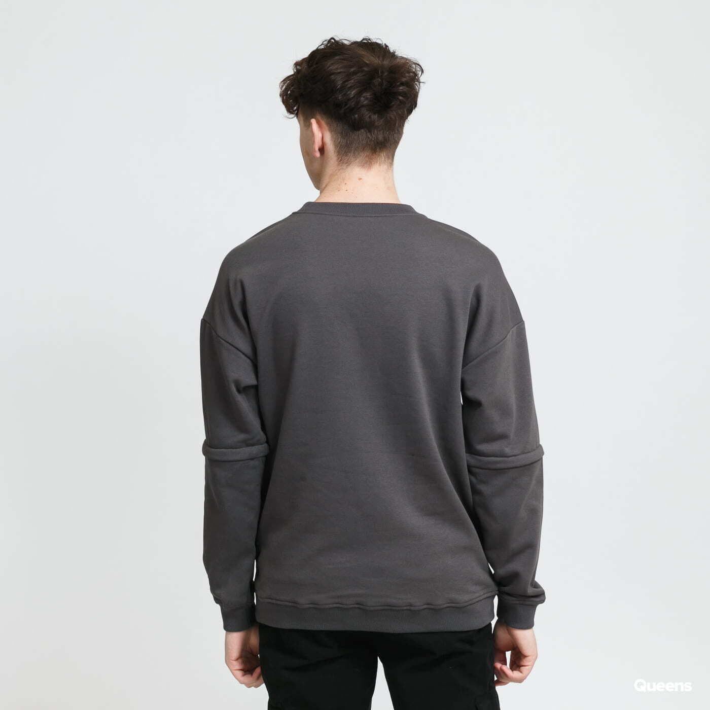 Mikiny Urban Classics Zip Away Oversized Terry Crew Grey
