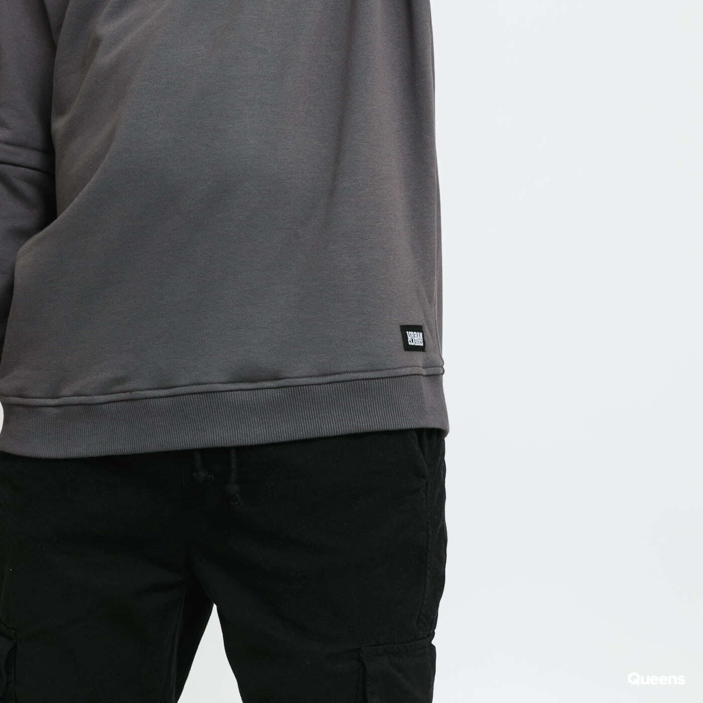 Mikiny Urban Classics Zip Away Oversized Terry Crew Grey