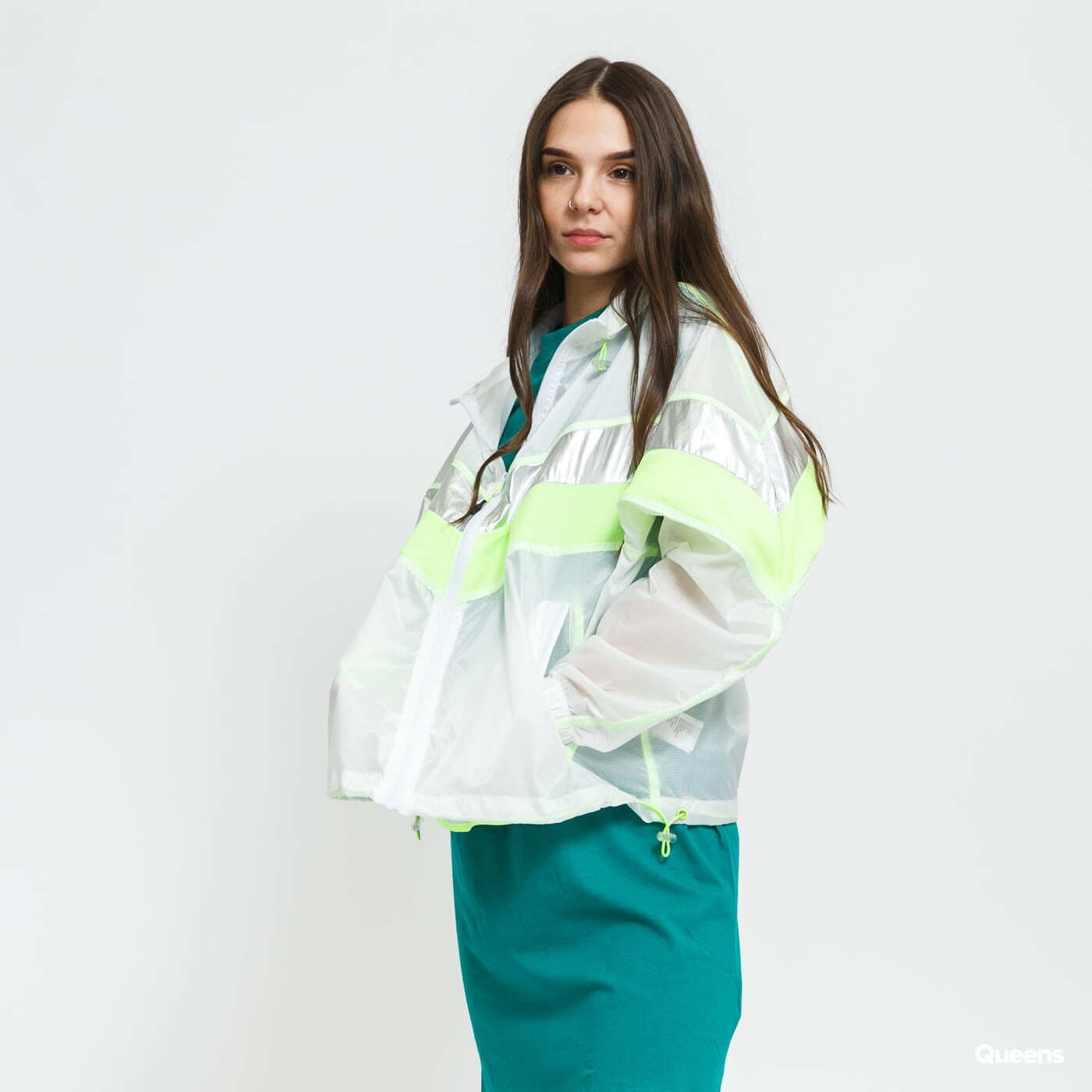 Jacket Neon | 3-Tone Ladies Track Queens Coach Jackets Green/ Silver Urban Classics Light White/