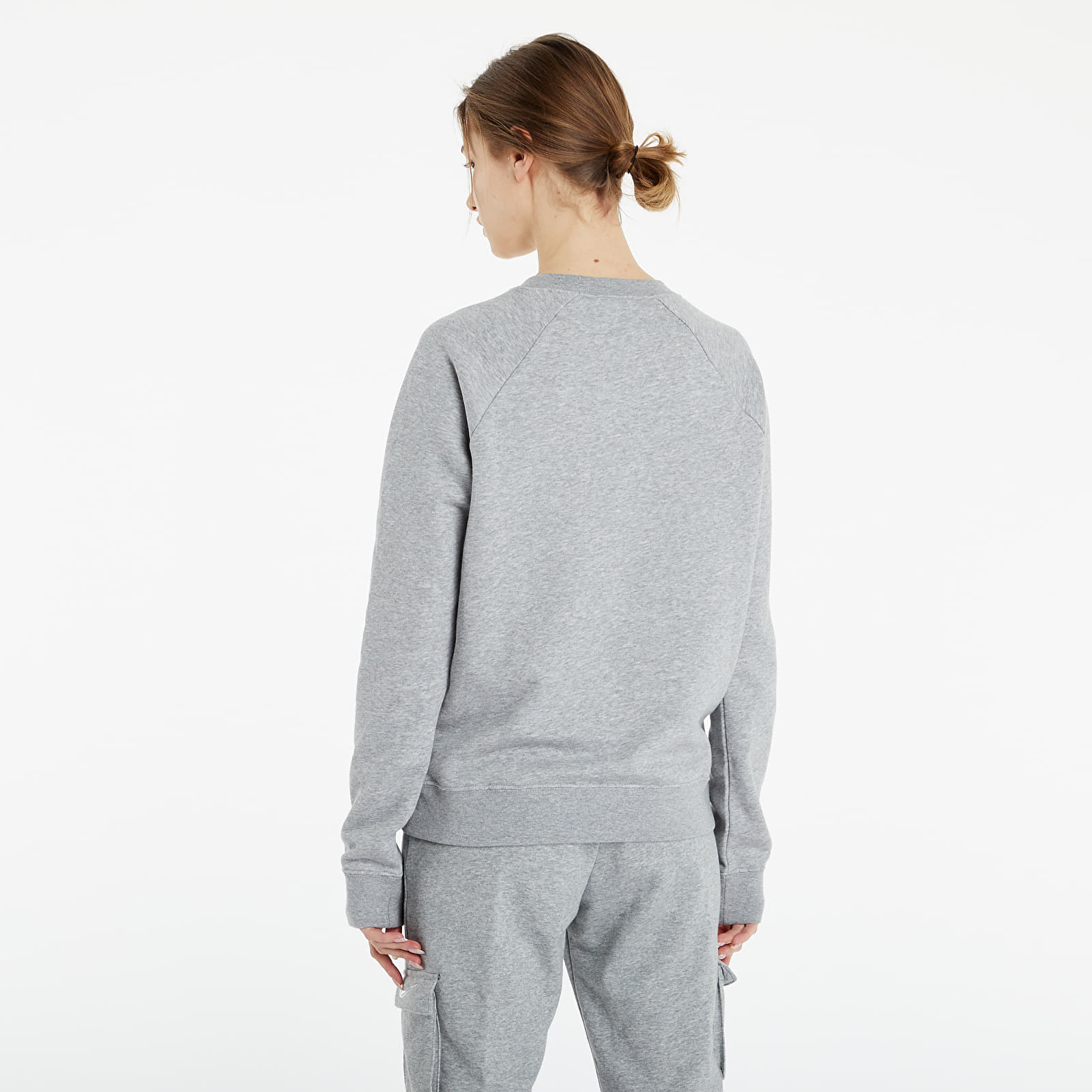 Mikiny Nike Sportswear W Essential Fleece Crew Dk Grey Heather/ White