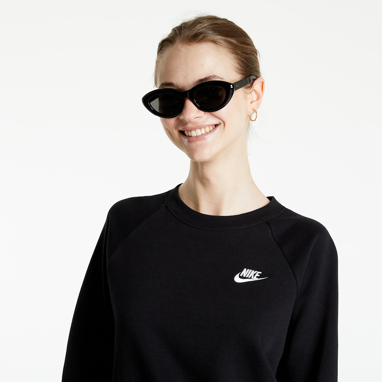 Mikiny a svetre Nike Sportswear Essential Women's Fleece Crew Black/ White