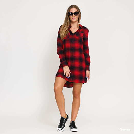 Urban Classics Ladies Check Shirt Dress Red / Black | Queens