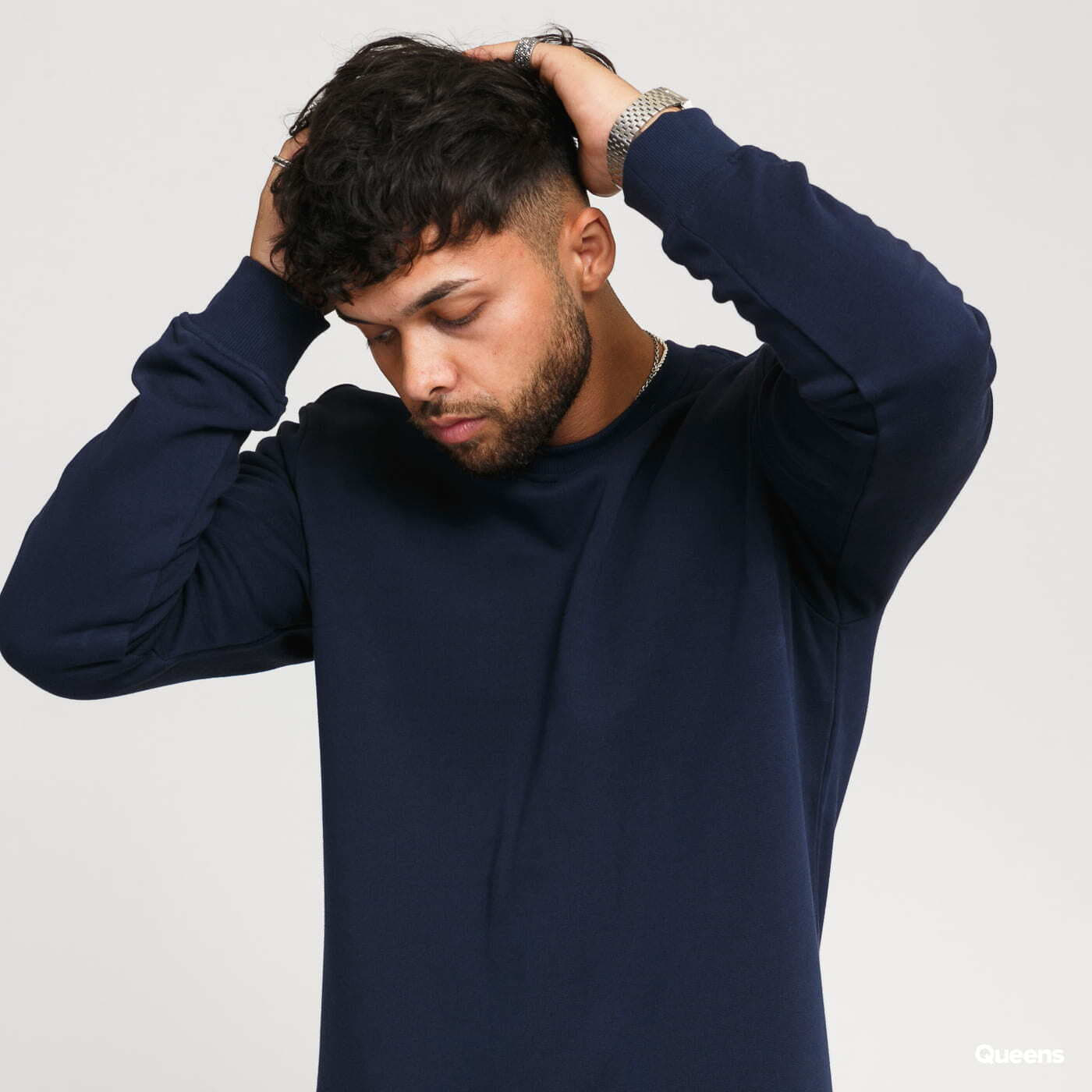 Mikiny Urban Classics Organic Basic Crew Navy