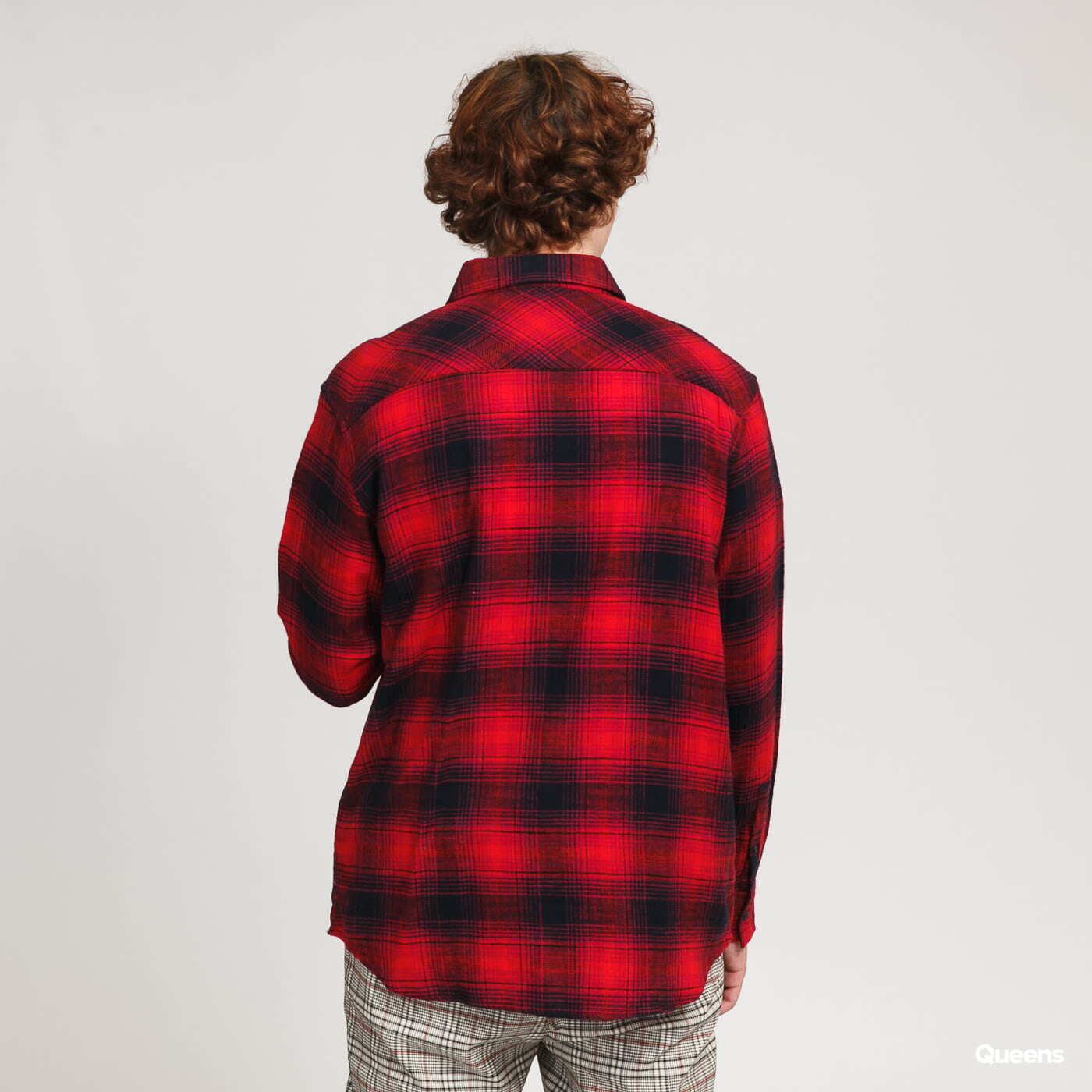Košele Urban Classics Oversized Checked Grunde Shirt Red/ Black