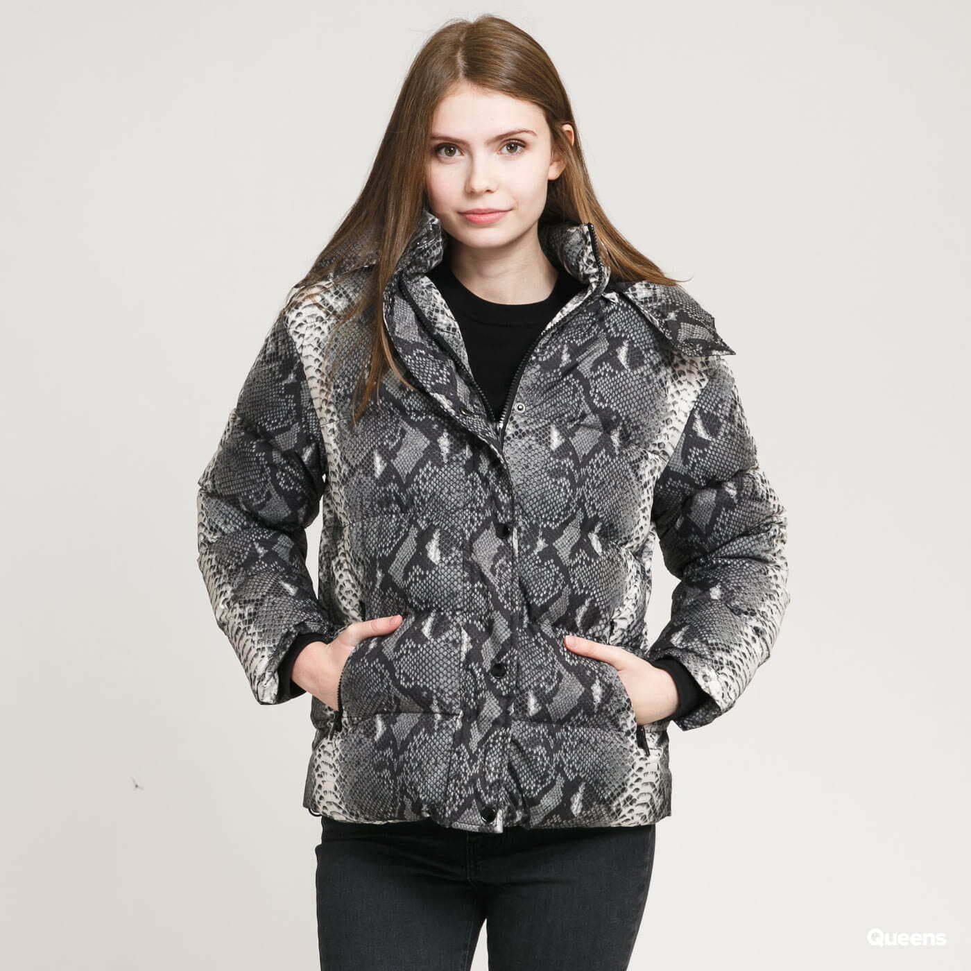 Bundy Urban Classics Ladies AOP Hooded Puffer Jacket Grey