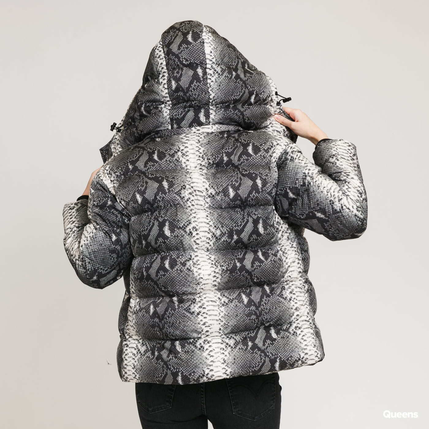 Jacket Ladies | Puffer AOP Queens Urban Hooded Classics Jackets Grey
