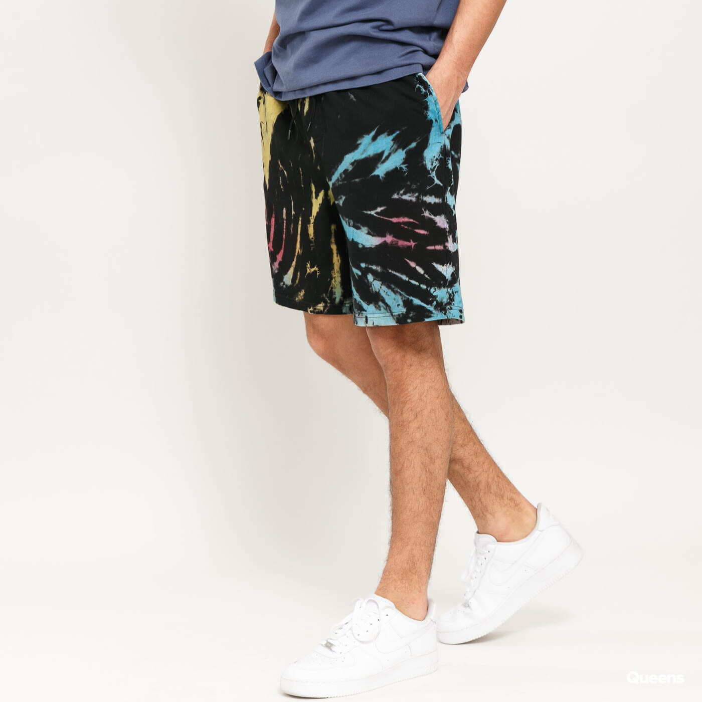 Kraťasy Urban Classics Tie Dye Sweat Short Black/ Turquoise