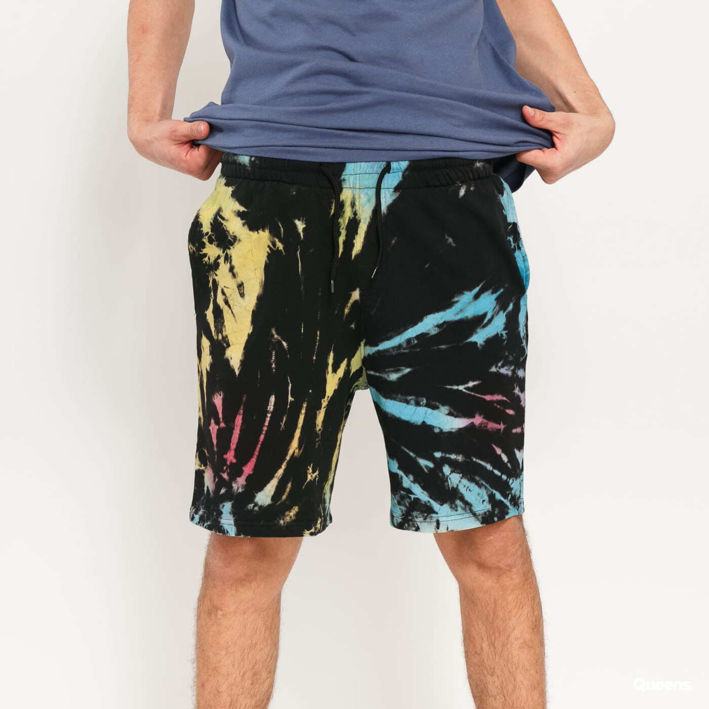 Kraťasy Urban Classics Tie Dye Sweat Short Black/ Turquoise