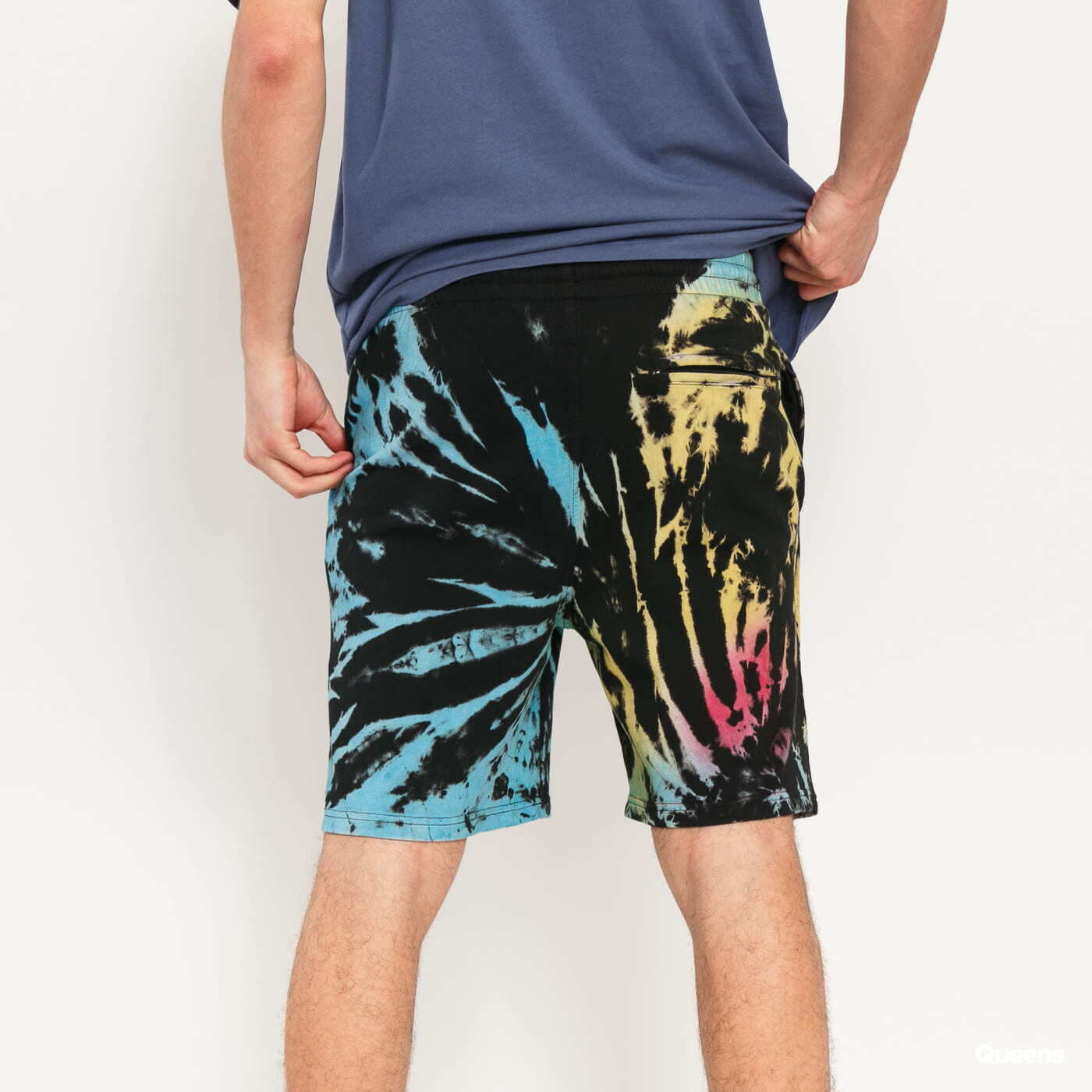 Kraťasy Urban Classics Tie Dye Sweat Short Black/ Turquoise