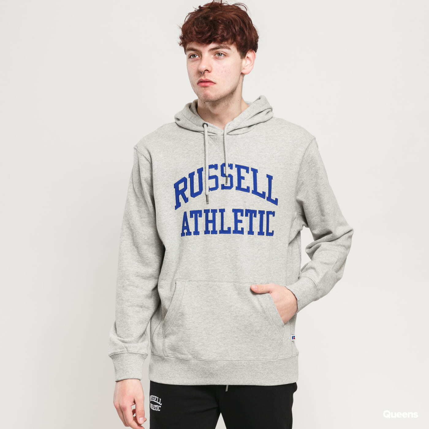 Mikiny RUSSELL ATHLETIC Arch Logo Hoody Melange Grey