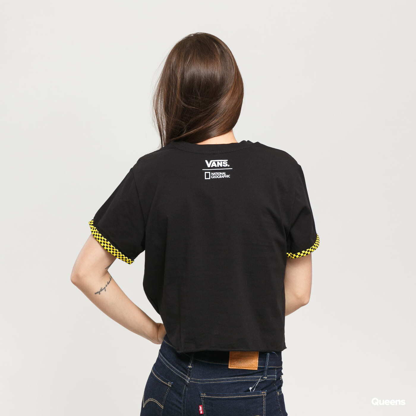 Vans black t shirt womens discount