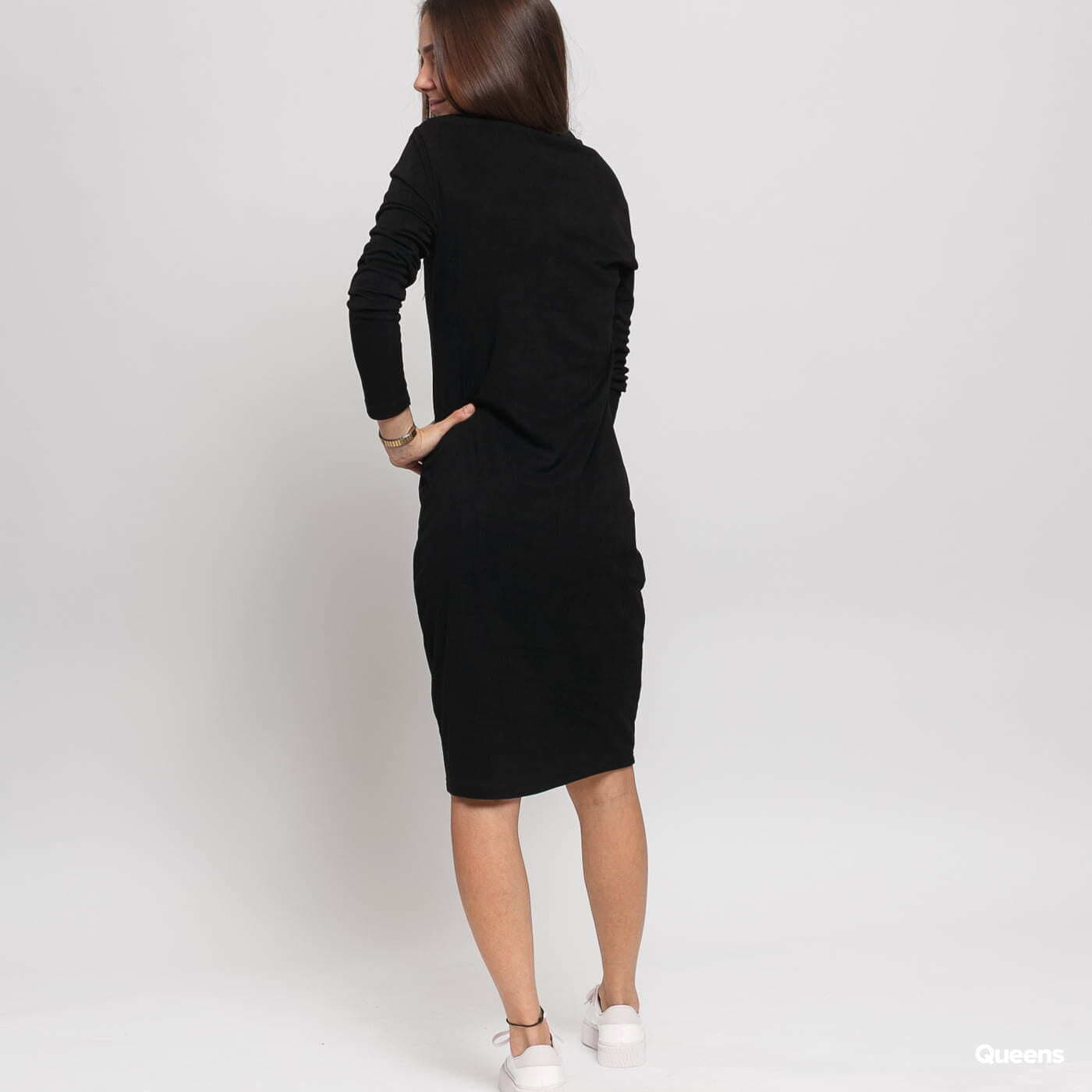 Dresses Urban Classics Ladies Peached Rib Dress LS Black