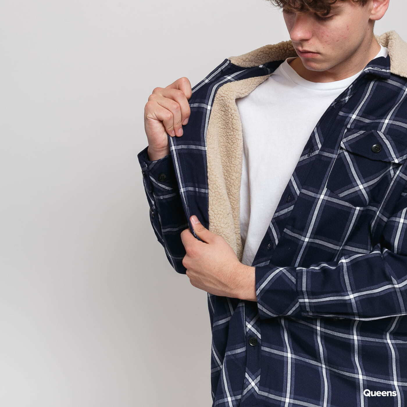 Μπουφάν Urban Classics Sherpa Lined Shirt Jacket Navy