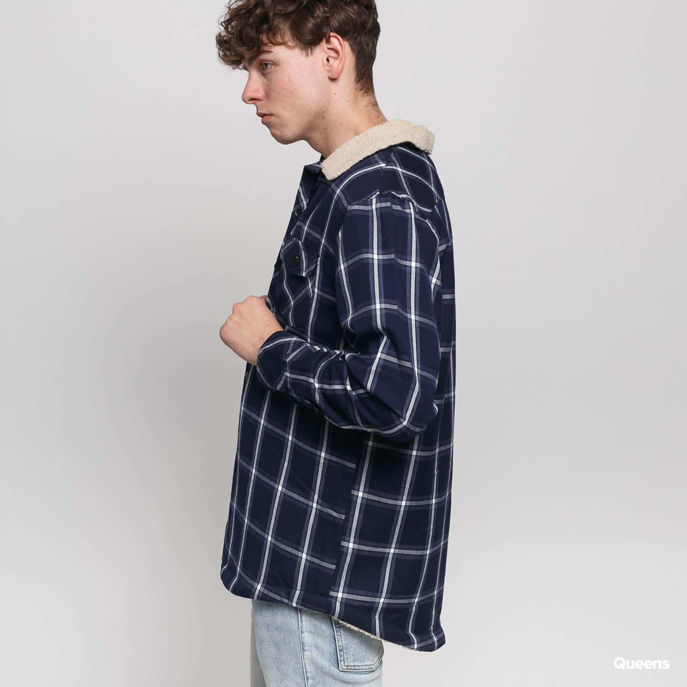 Μπουφάν Urban Classics Sherpa Lined Shirt Jacket Navy