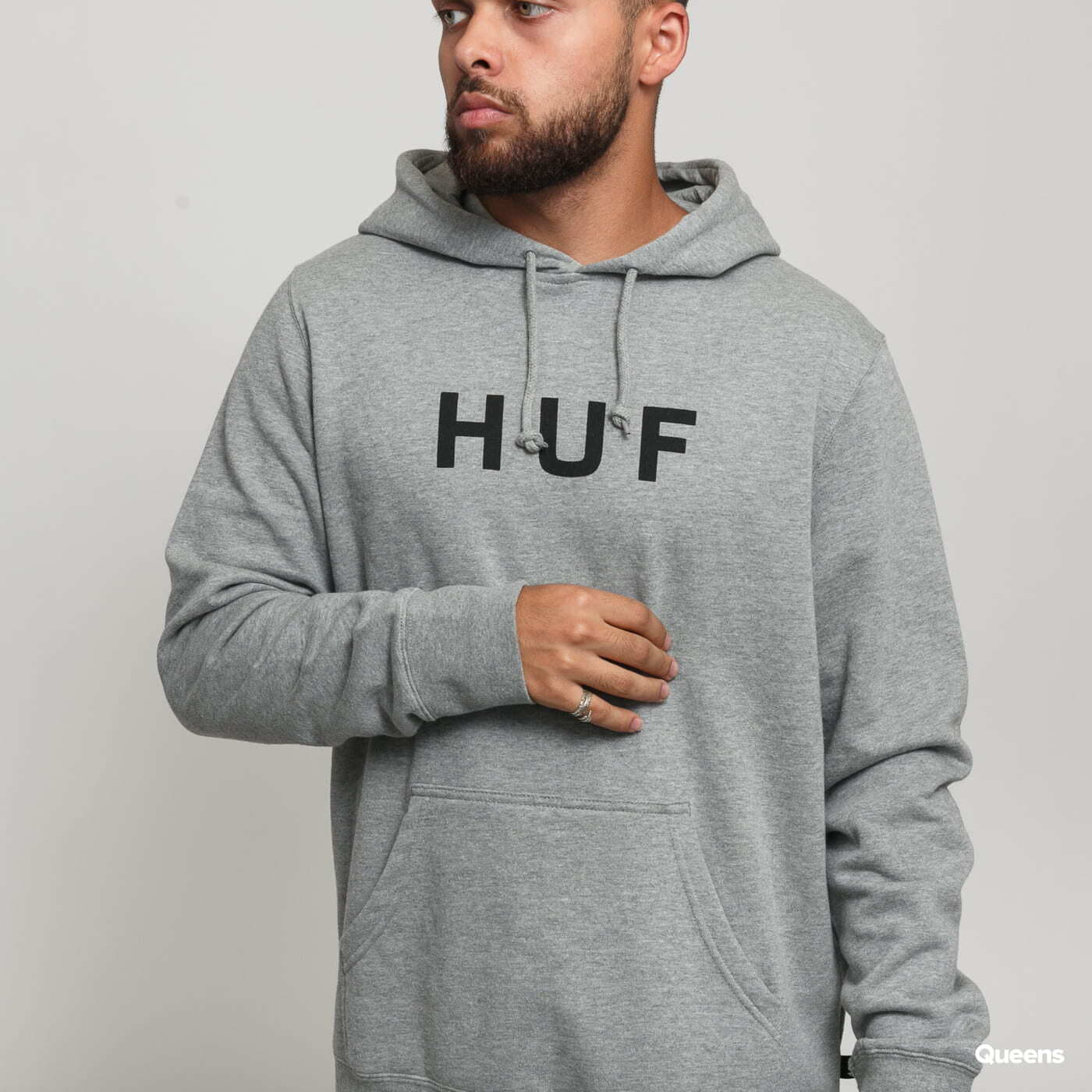 Hoodies and sweatshirts HUF Essentials OG Logo PO Hoodie Grey | Queens