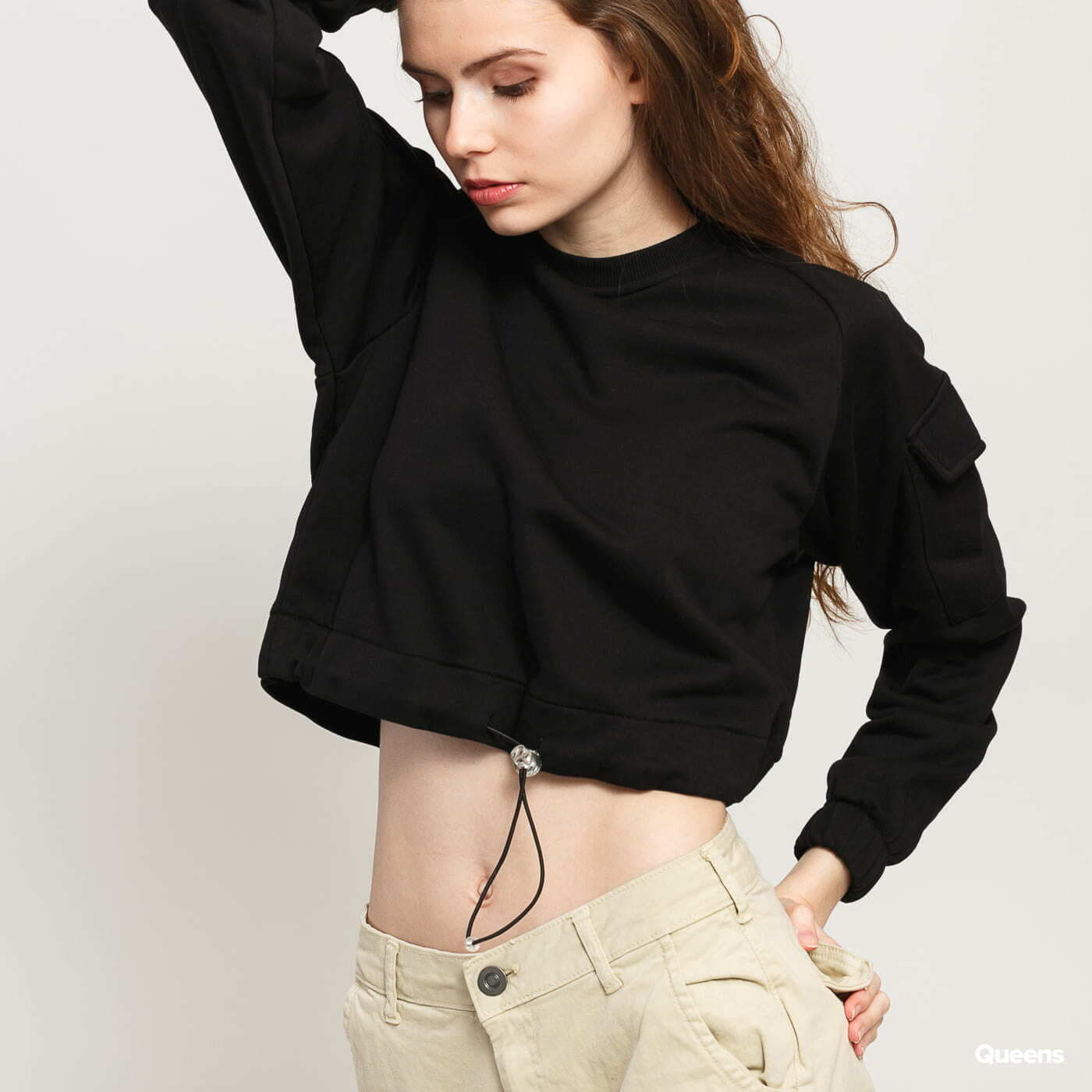 Hanorace Urban Classics Ladies Short Worker Crewneck Black