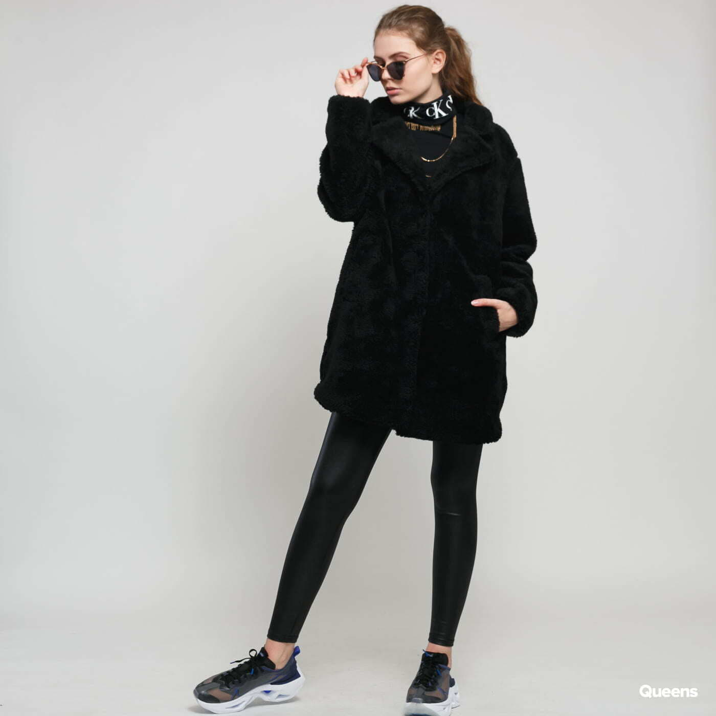 Geci Urban Classics Ladies Oversized Sherpa Coat Black