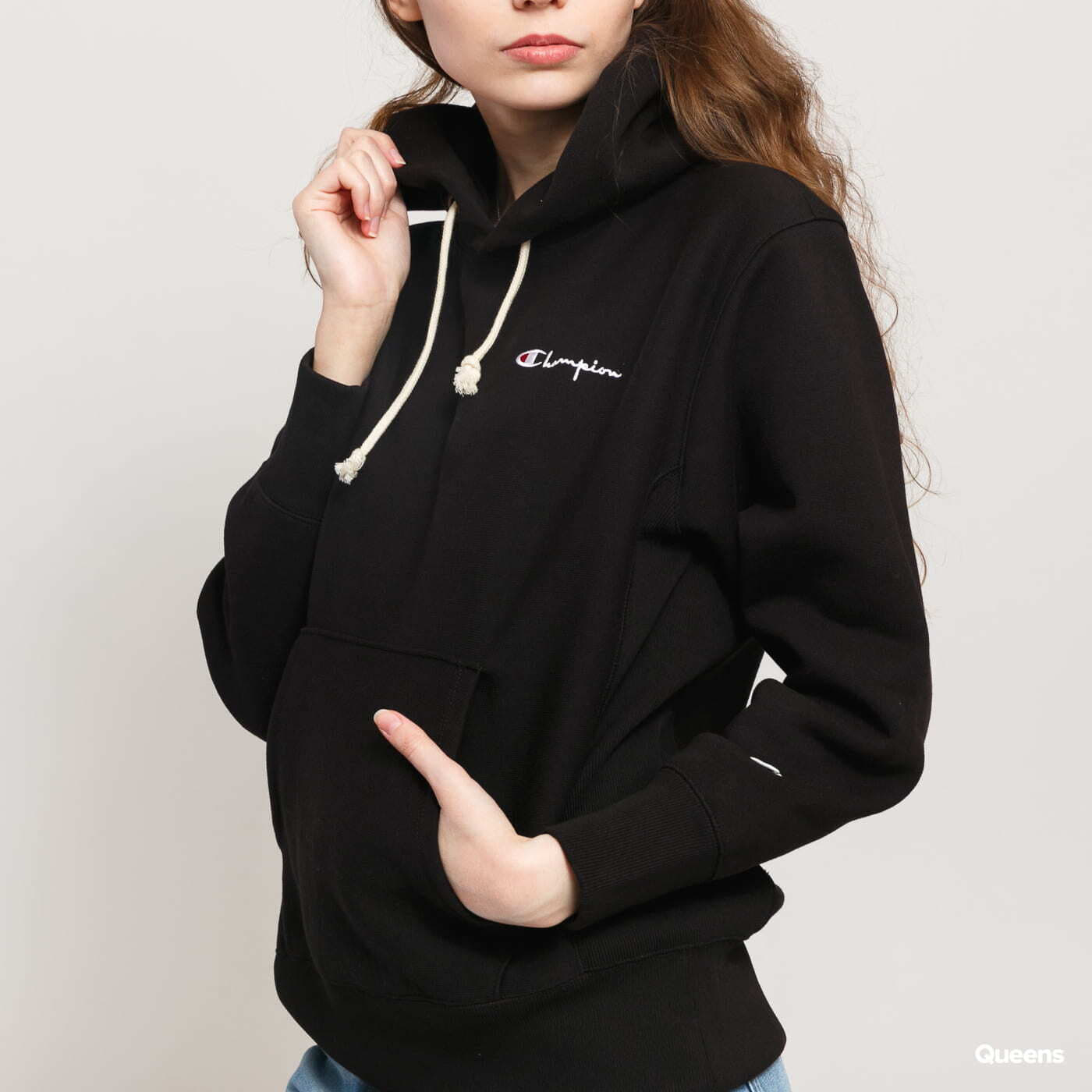 Hoodies and sweatshirts Champion Hooded Sweatshirt Black Queens