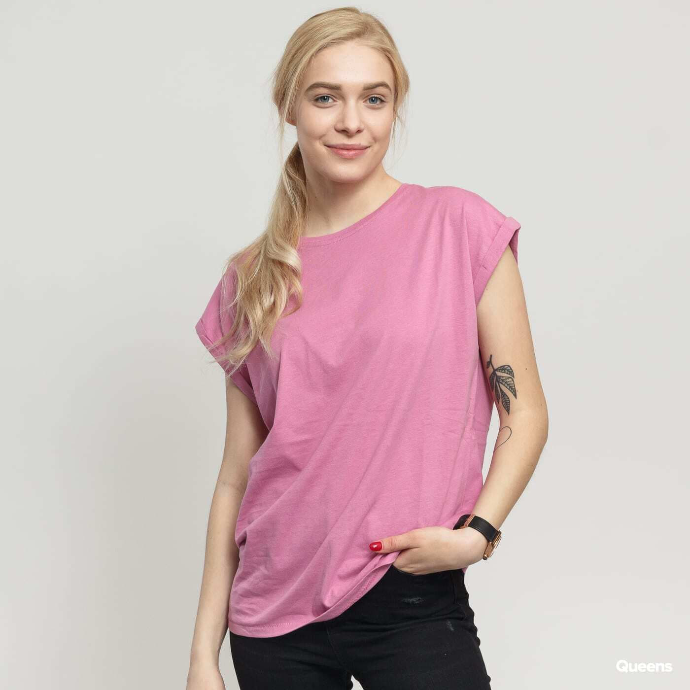 Tričká Urban Classics Ladies Extended Shoulder Tee Pink