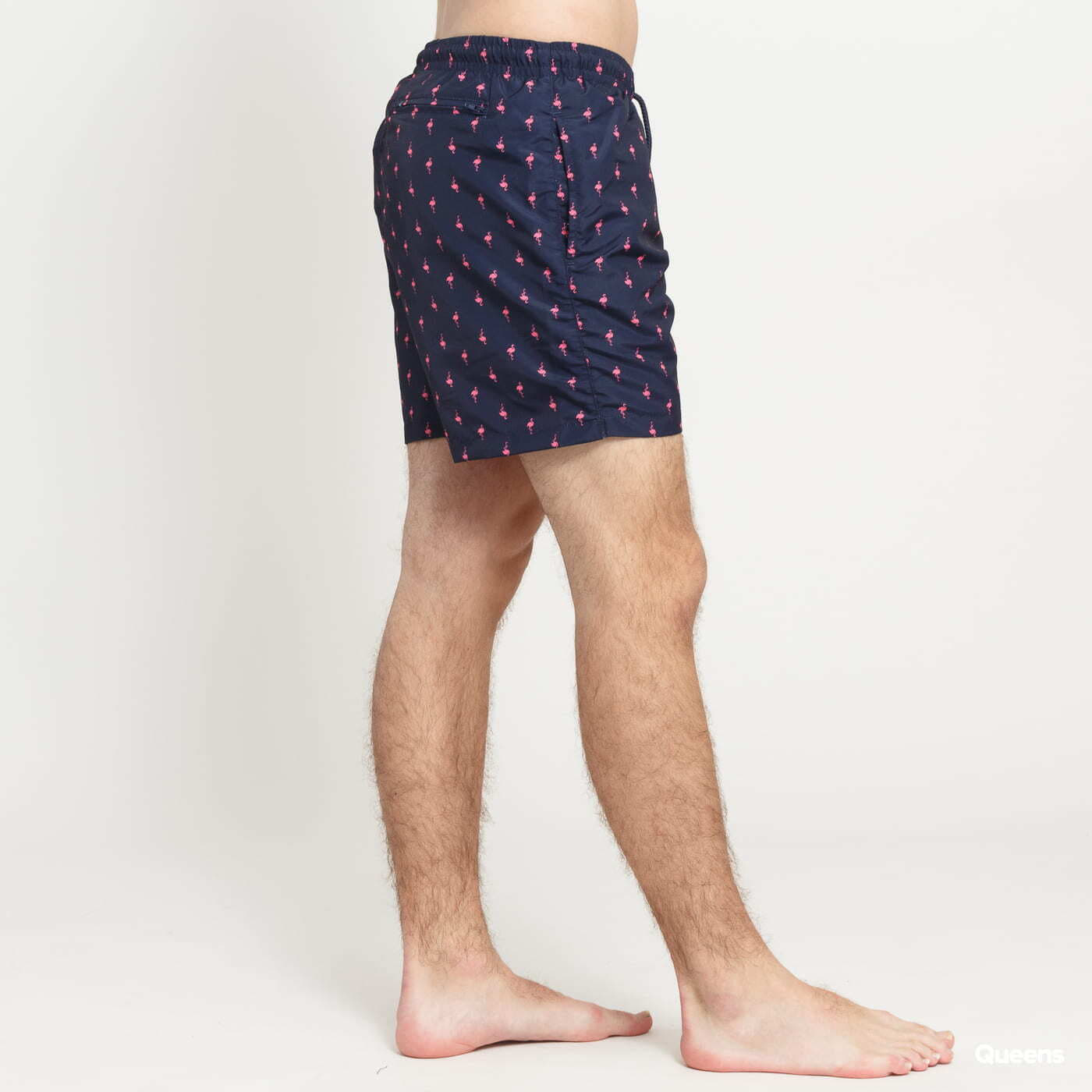 Plavky Urban Classics Pattern Swim Shorts Navy/ Pink