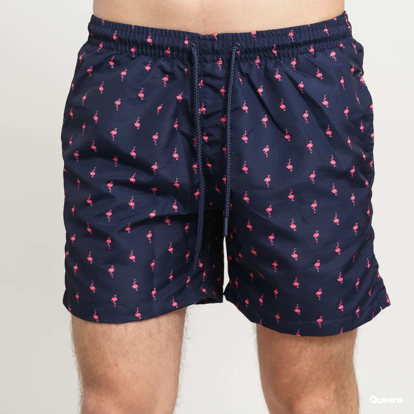 Plavky Urban Classics Pattern Swim Shorts Navy/ Pink