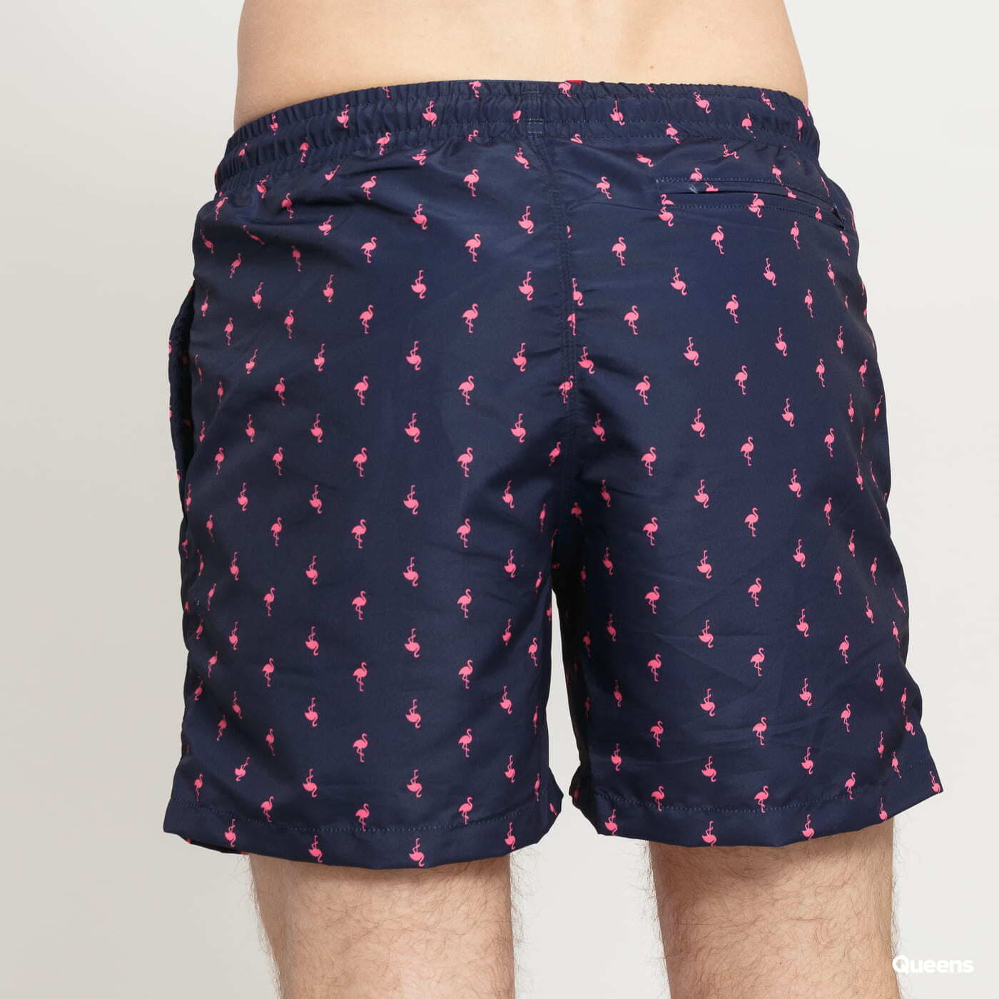 Plavky Urban Classics Pattern Swim Shorts Navy/ Pink