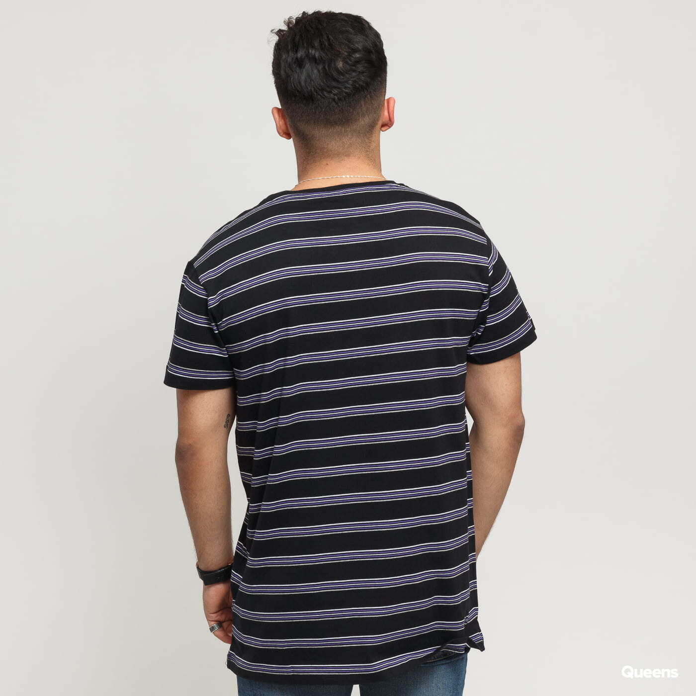 Tričká Urban Classics Multicolor Stripe Tee Black/ Grey/ Purple/ White