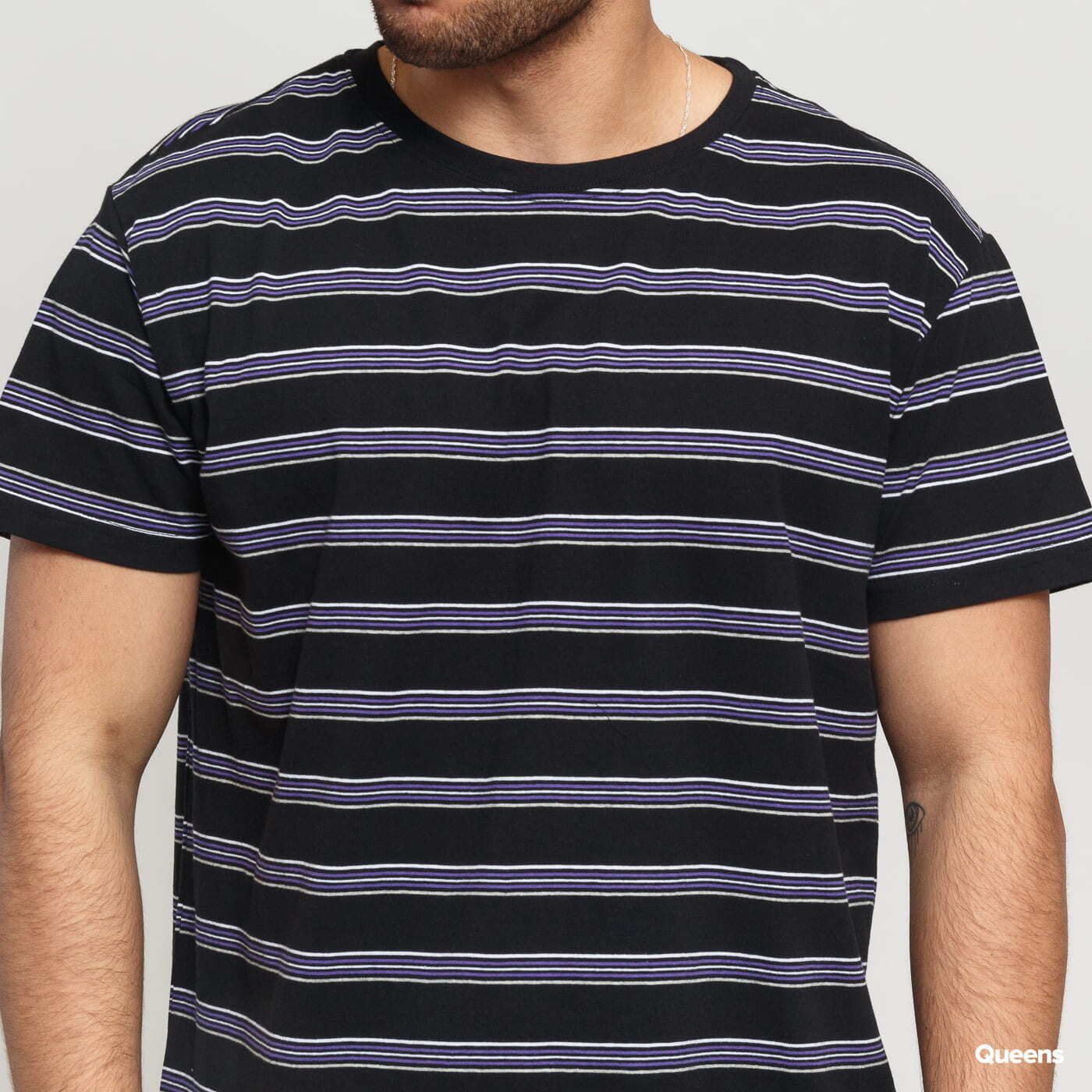 Tričká Urban Classics Multicolor Stripe Tee Black/ Grey/ Purple/ White