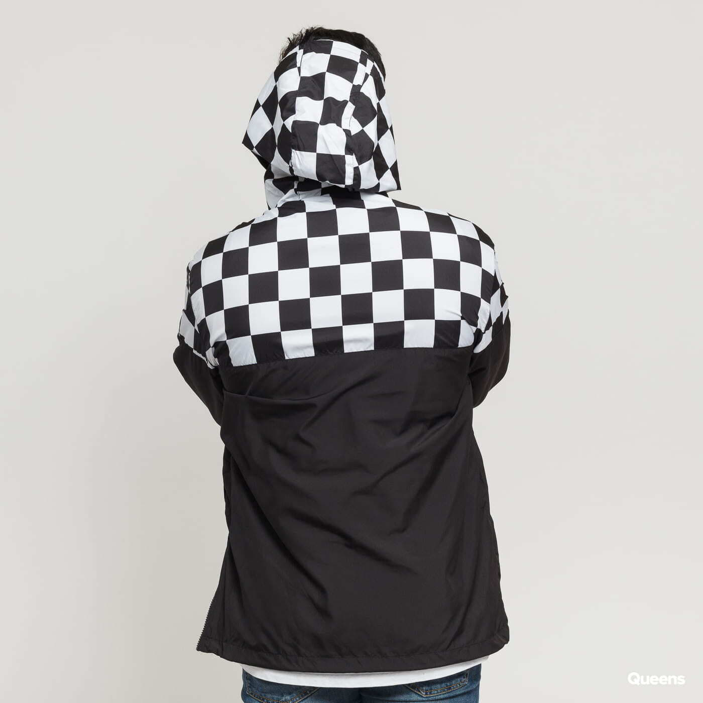 Windjacke Urban Classics Check Pull Over Jacket Black / White