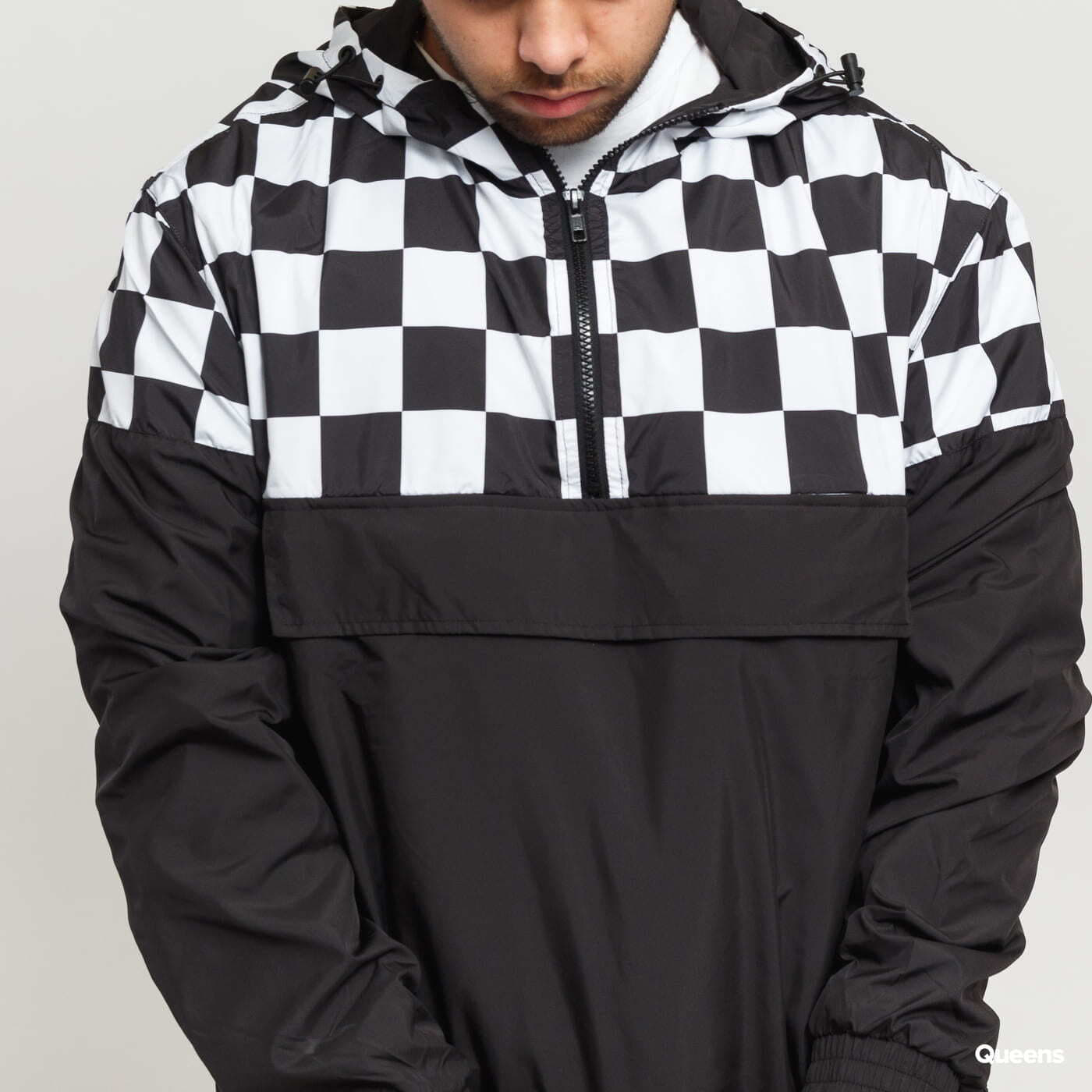 Windjacke Urban Classics Check Pull Over Jacket Black / White