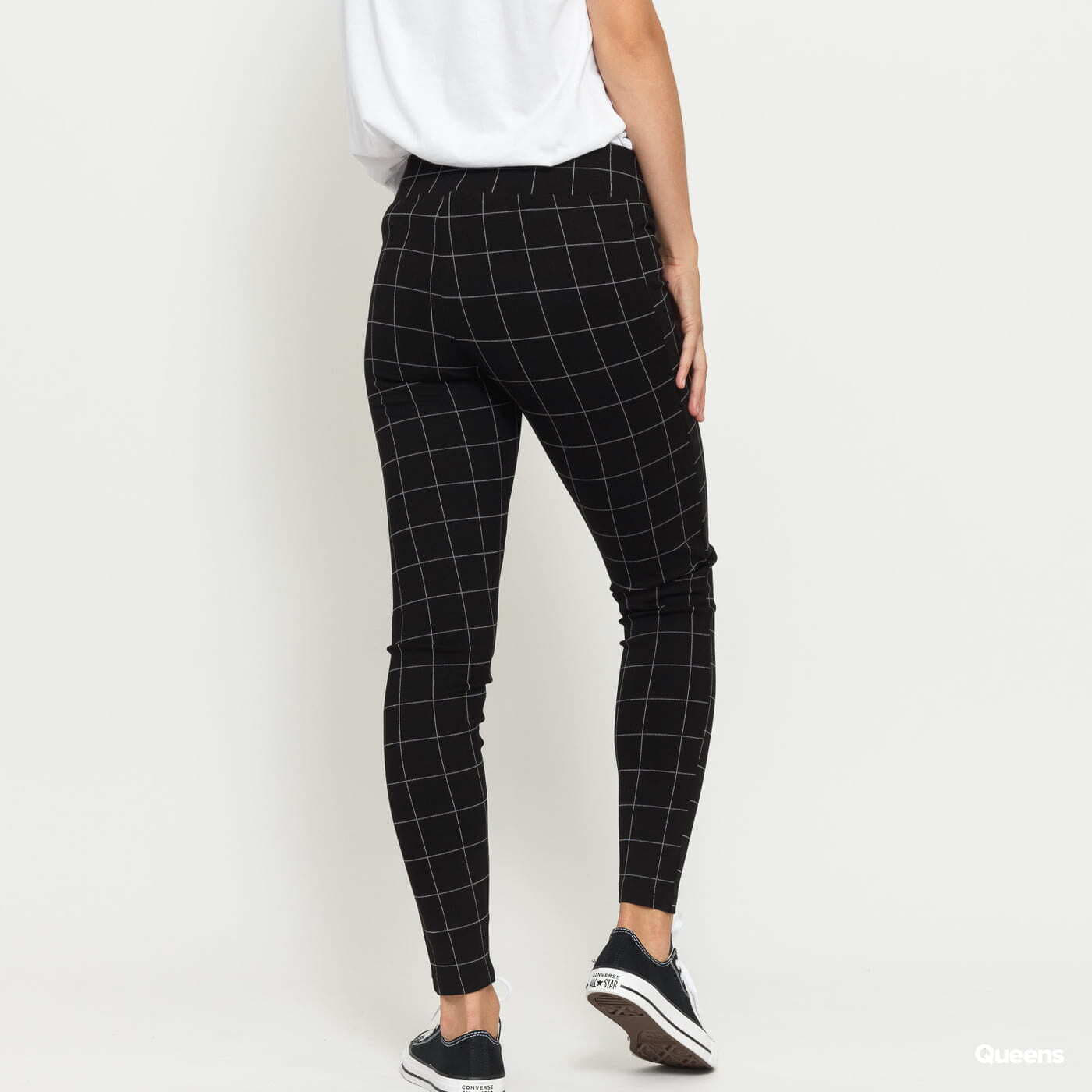 Legíny Urban Classics Ladies Check High Waist Leggings Black