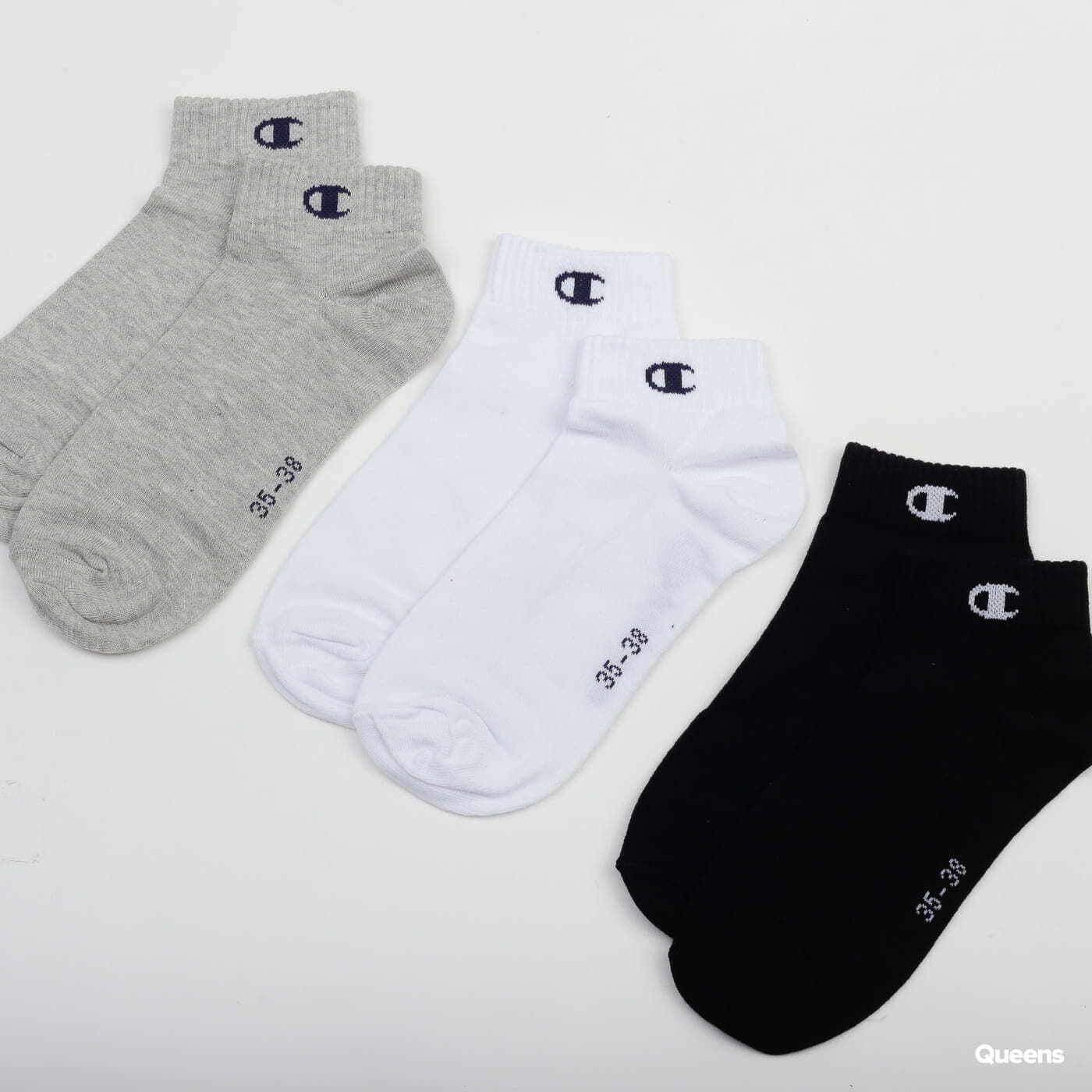 Ponožky Champion 3 Pack Ankle Socks Melange Grey/ White/ Black