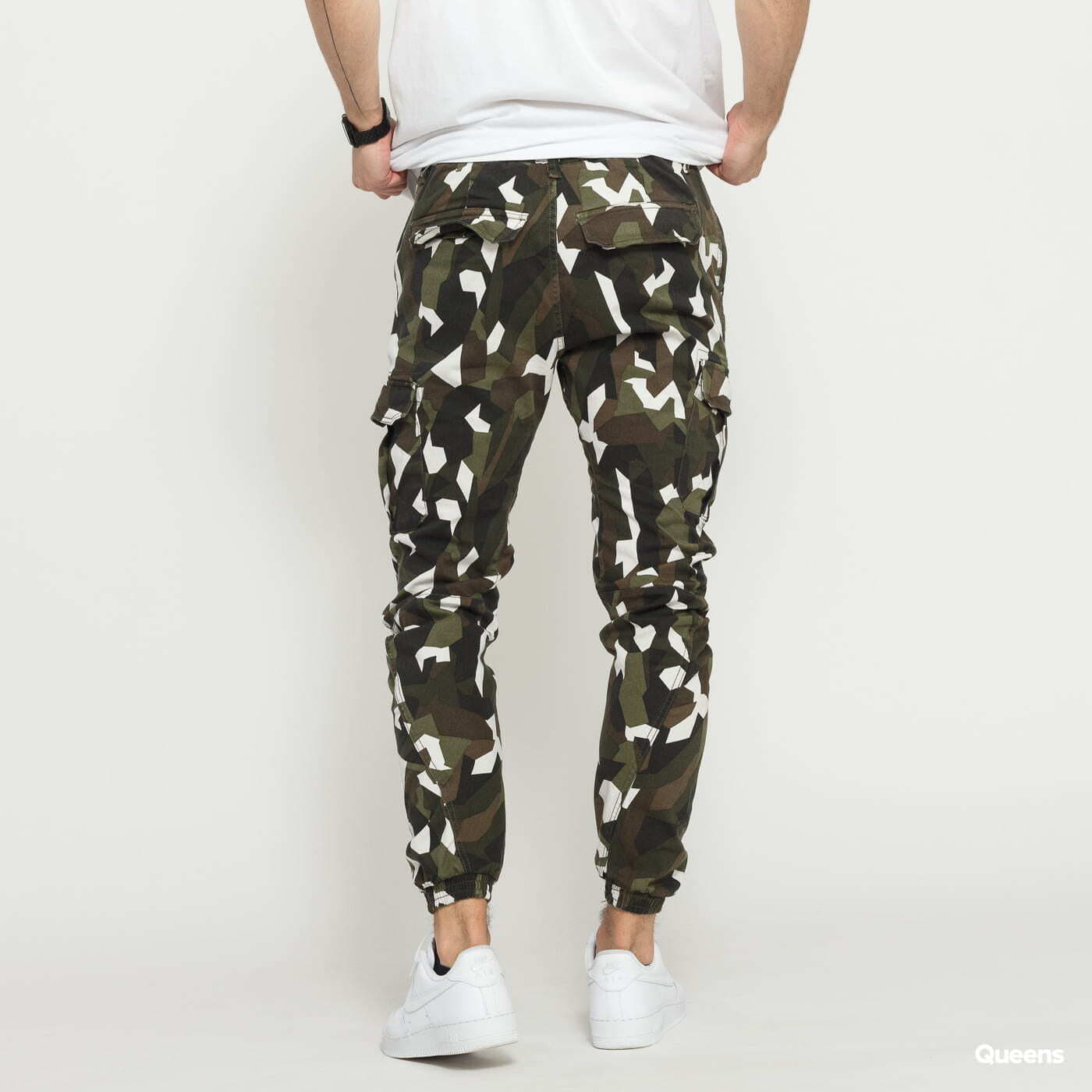 Cargo pants Urban Classics Geometric Camo Stretch Twill Cargo Pants Camo Green/ White