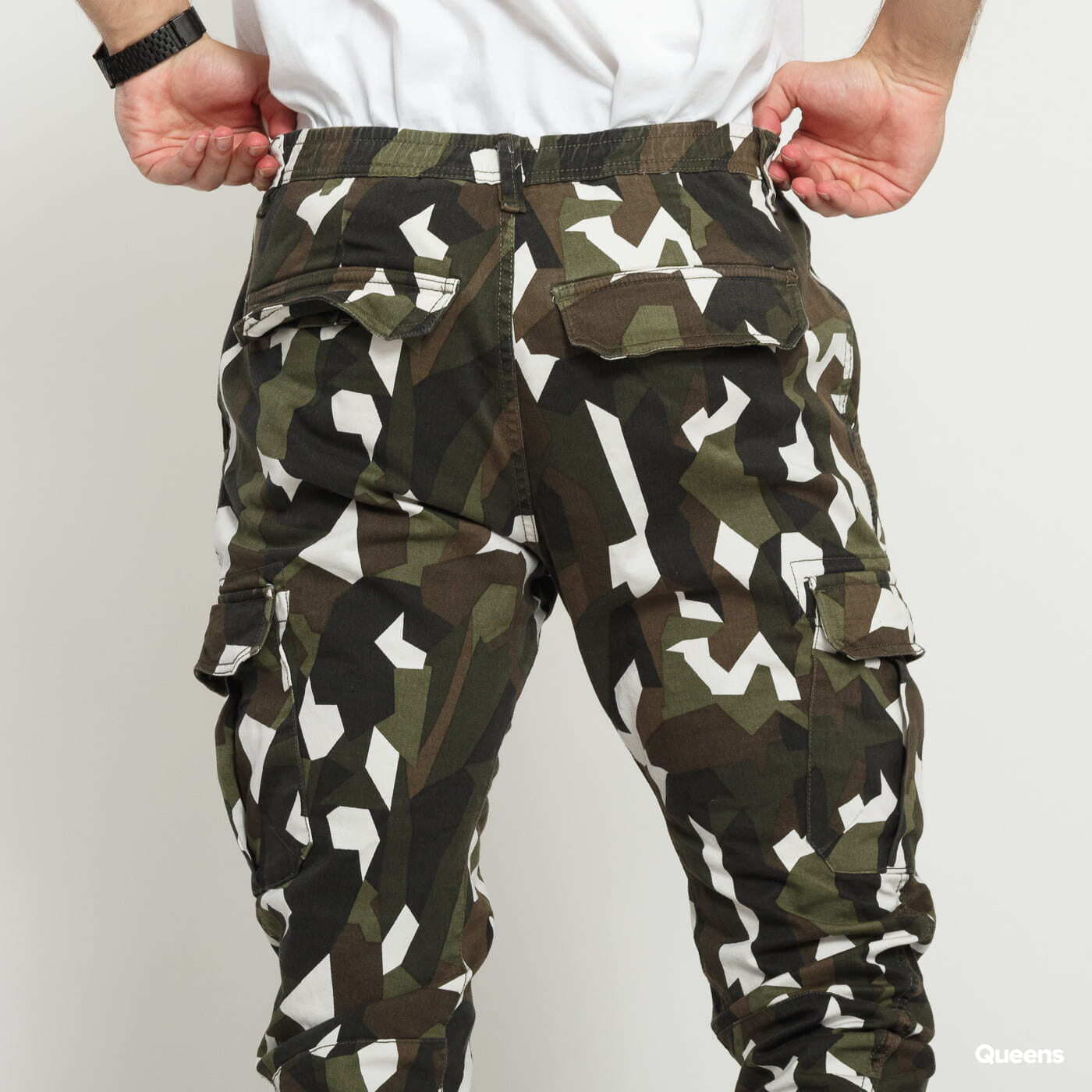 Cargo pants Urban Classics Geometric Camo Stretch Twill Cargo Pants Camo Green/ White